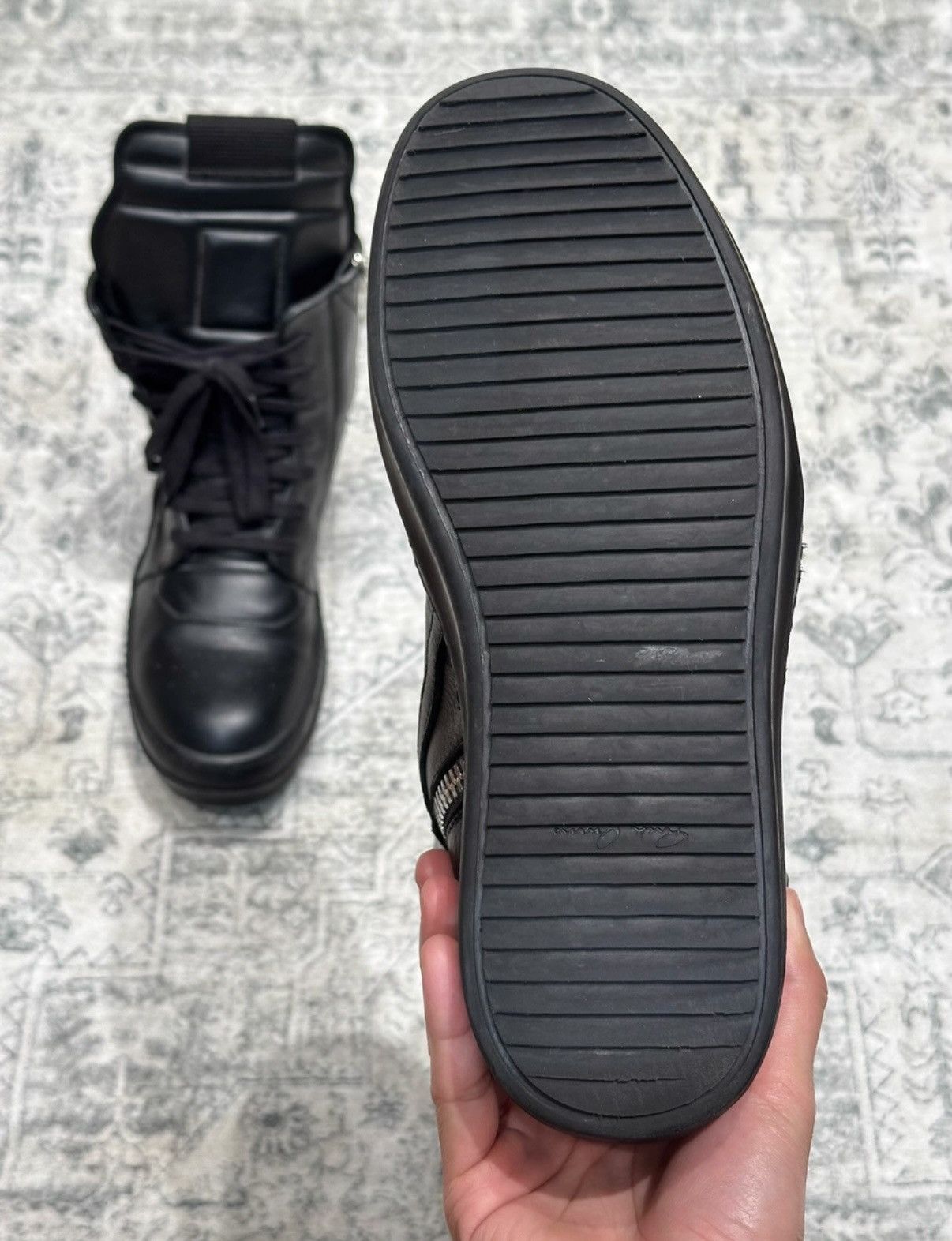 Rick Owens Rick Owens Geobasket Black Samurai High-Top Sneakers Size US 8 / EU 41 - 9 Thumbnail