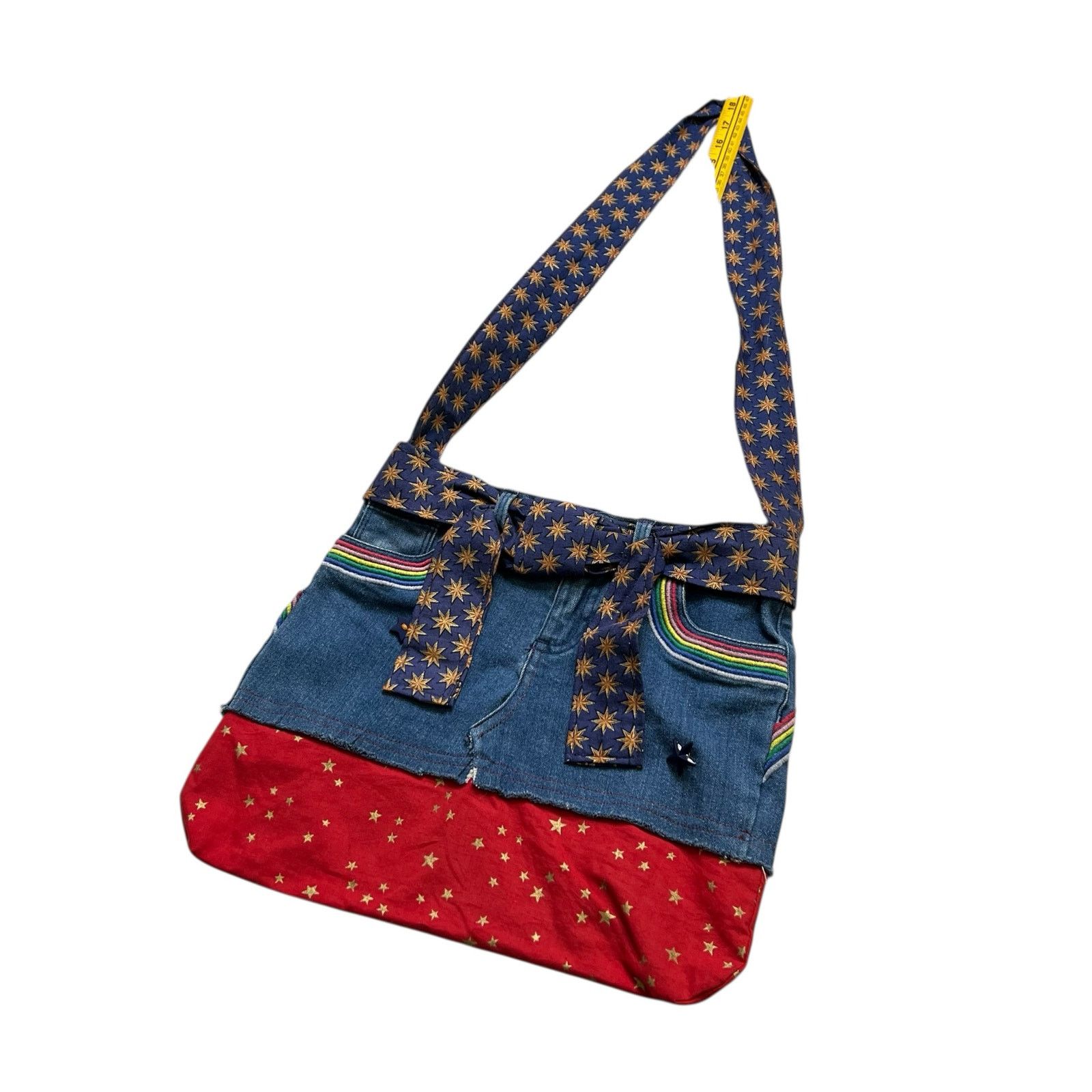 Vintage Handmade Denim Patchwork Tote Bag Upcycled Boho Shoulder Bag Size ONE SIZE - 10 Thumbnail