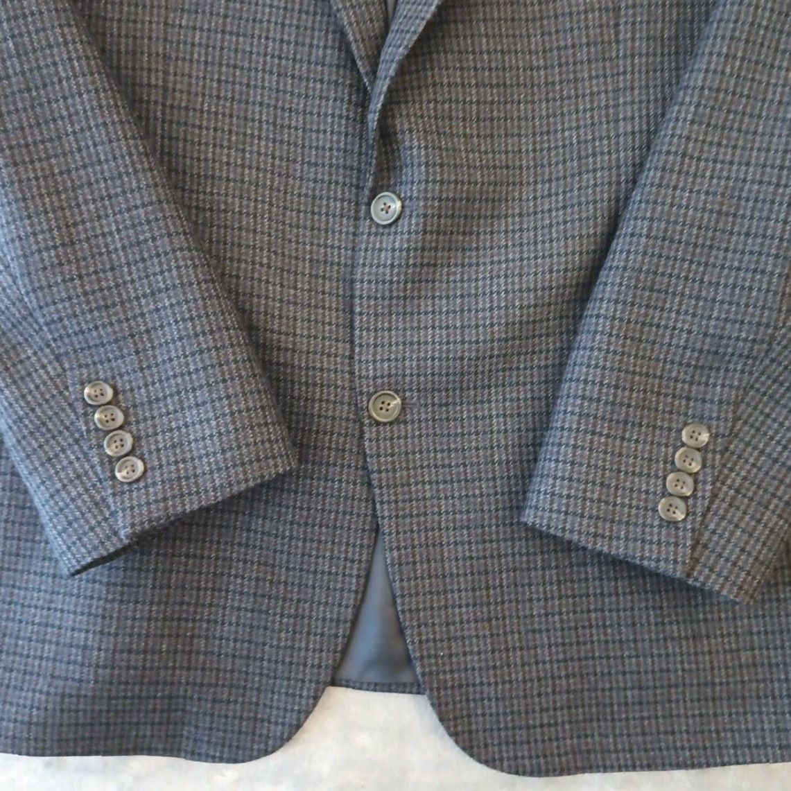 Chaps Chaps Blazer Jacket Mens 44 Gray Plaid Wool Two-Button Single Vent Notch Lapel 2 Piece Vintage No Size 44R - 4 Thumbnail
