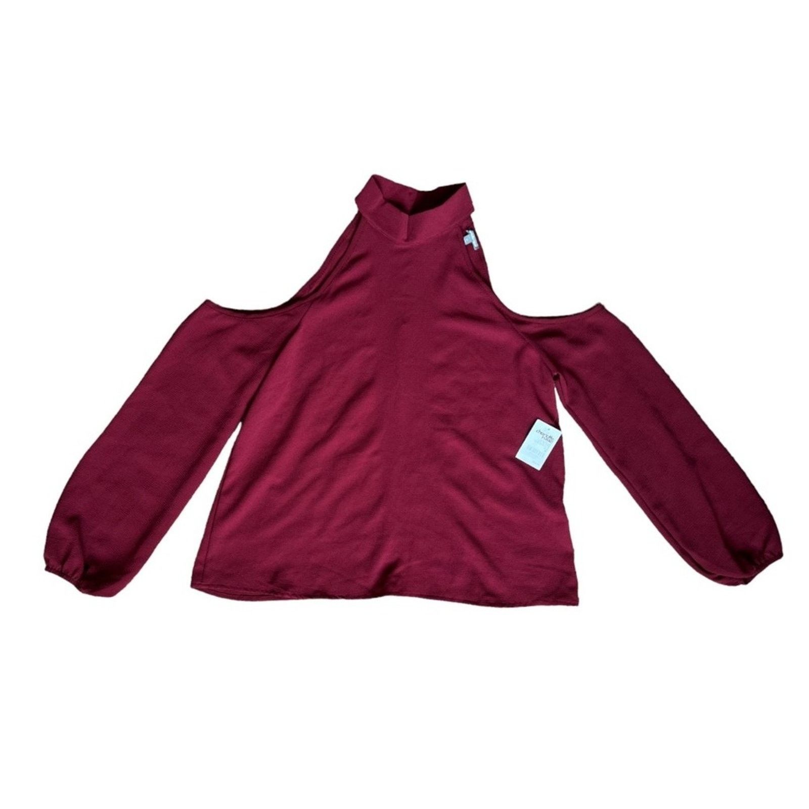 Other Charlotte Russe Burgandy Mock-Neck Cold-Shoulder Top, M Size M / US 6-8 / IT 42-44 - 2 Thumbnail