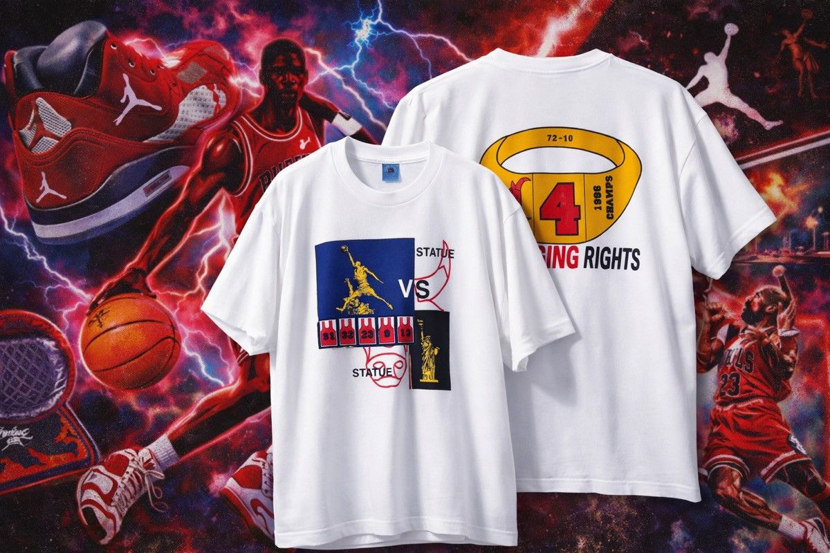 Fruit Of The Loom VTG Air Jordan 90s AOP ‘Statue vs Statue’ Single Stitch Size US XXL / EU 58 / 5 - 1 Thumbnail