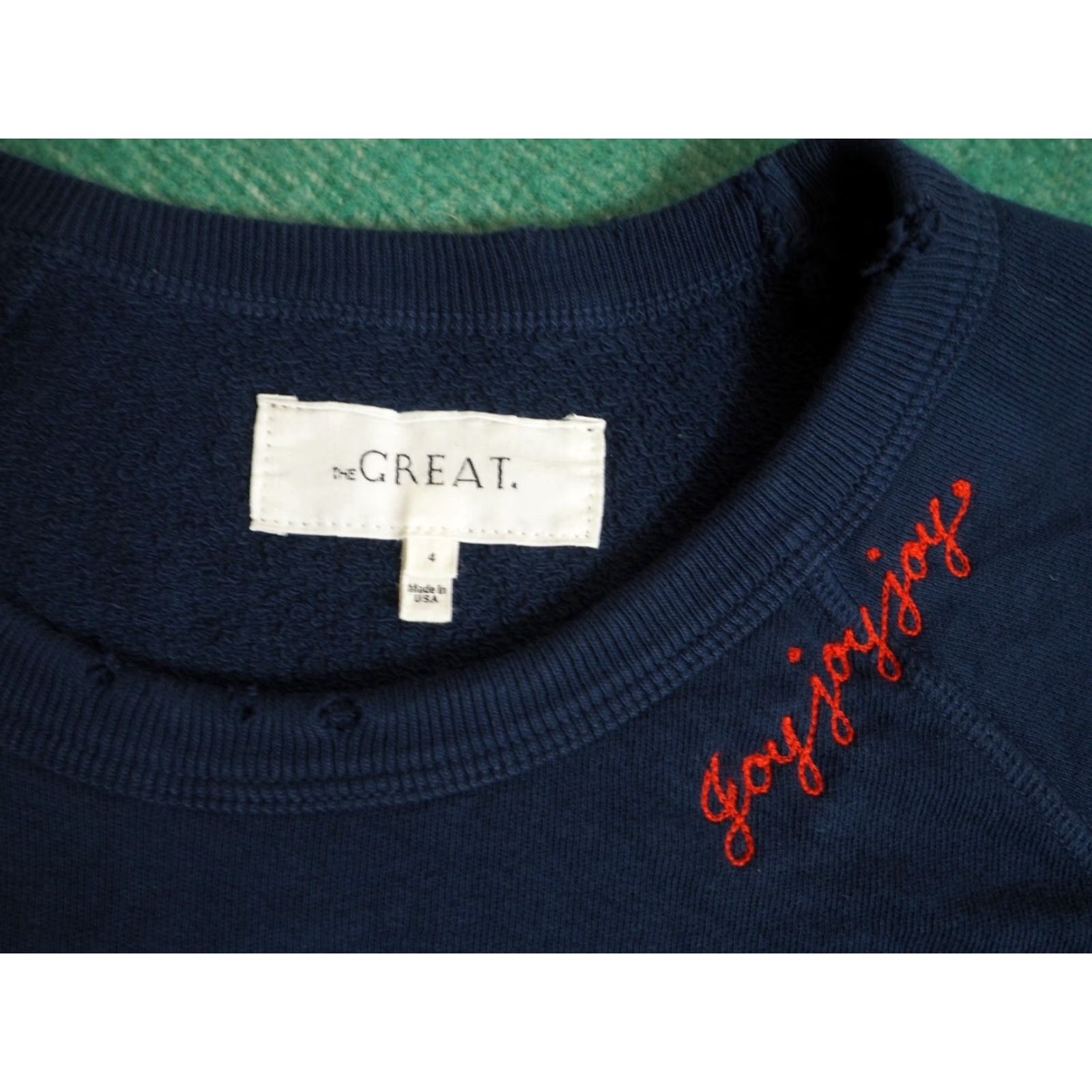 THE GREAT VINTAGE The Great Raglan Pullover Sweatshirt Blues USA Made Women 4 Size 4 Sweatshirt Casual Crew Neck Embroidered Oversized All Seasons Size S / US 4 / IT 40 - 3 Thumbnail
