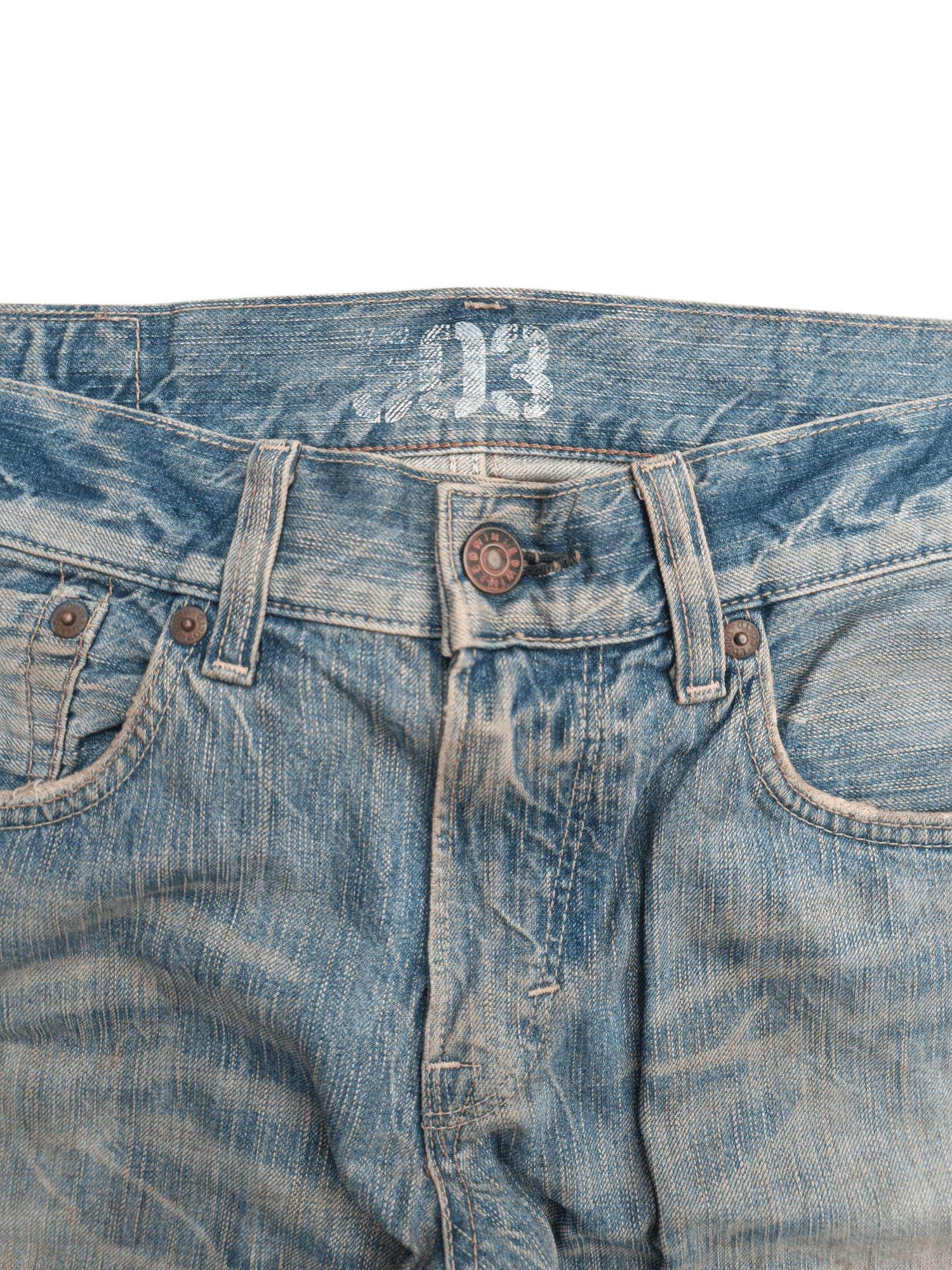 14th Addiction × Edwin × If Six Was Nine VTG 💥 Edwin 503 Blue Trip Dirty Mud Wash Distressed Jeans Size US 34 / EU 50 - 6 Thumbnail