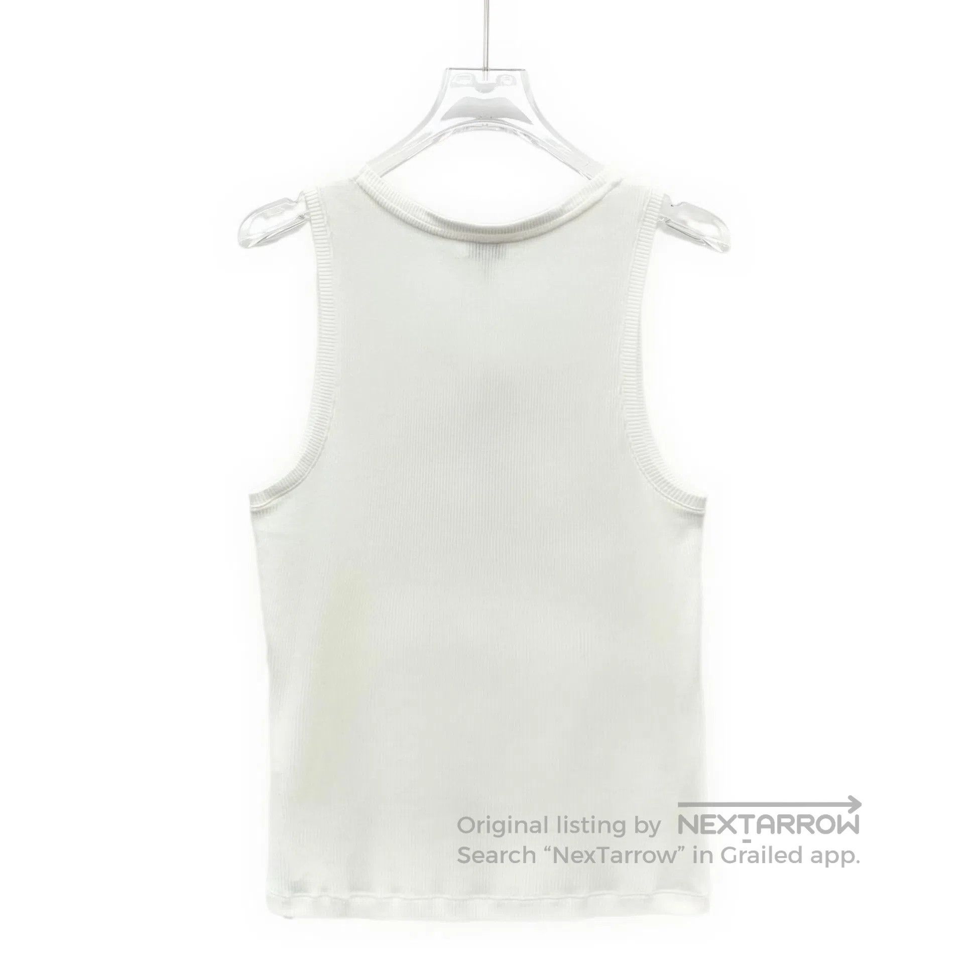 Loewe Loewe White cotton round neck sleeveless knitted vest with Size L / US 10 / IT 46 - 2 Thumbnail