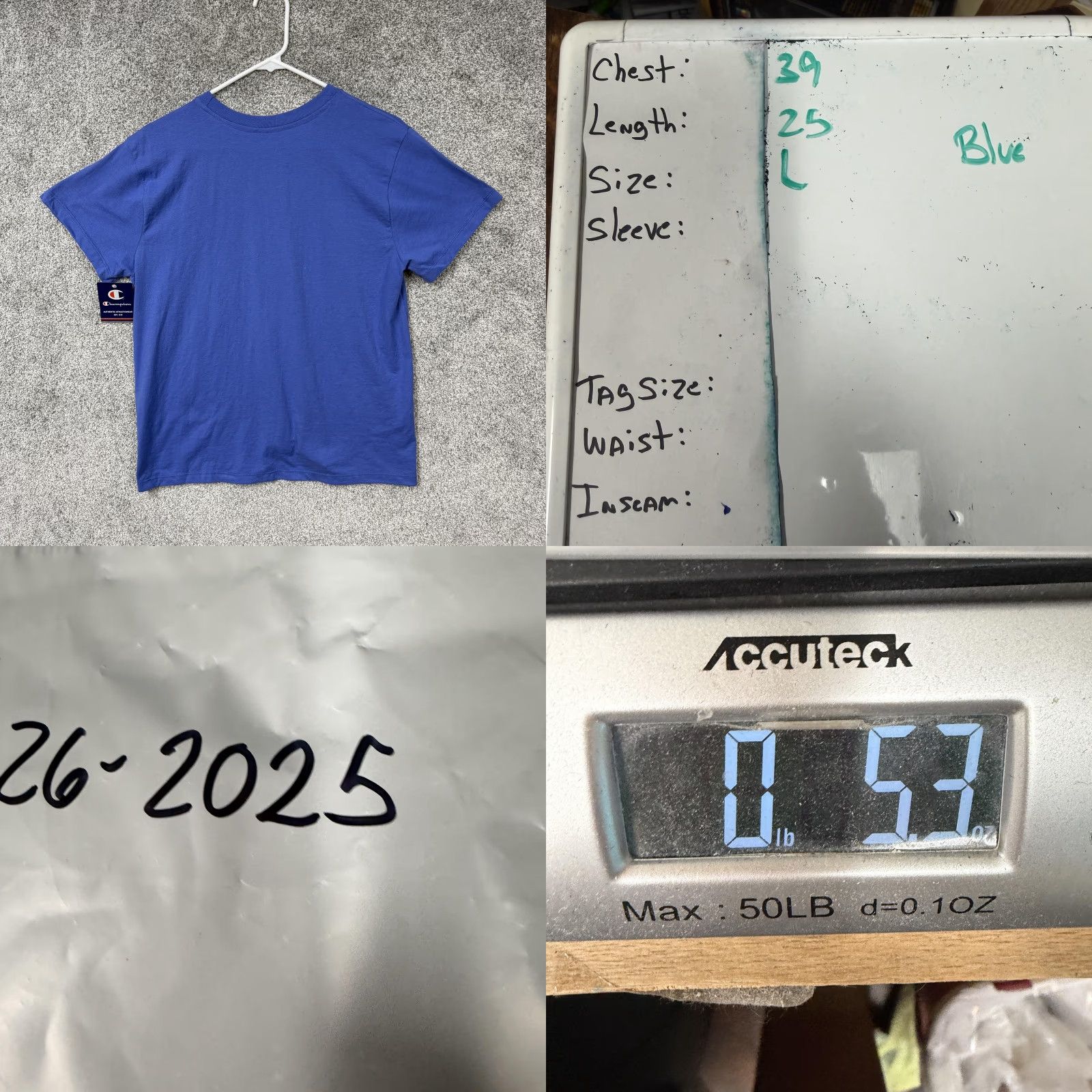 Champion Champion Shirt Mens Large Blue Classic Tee Script Logo Athletic Casual Graphic Shirt Size US L / EU 52-54 / 3 - 8 Thumbnail