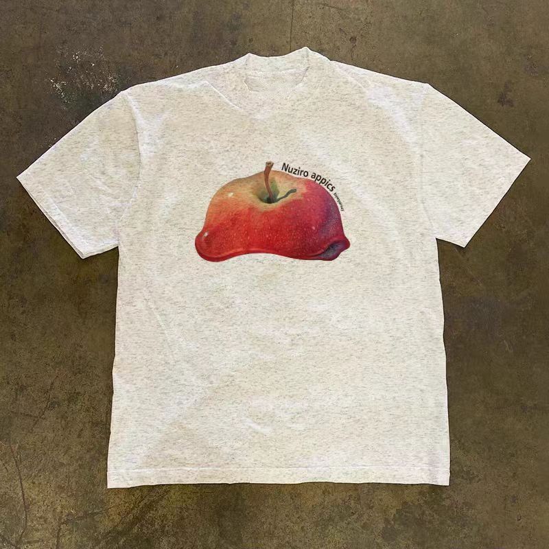 Vintage Gray washed retro apple print t-shirt Size US M / EU 48-50 / 2 - 1 Thumbnail