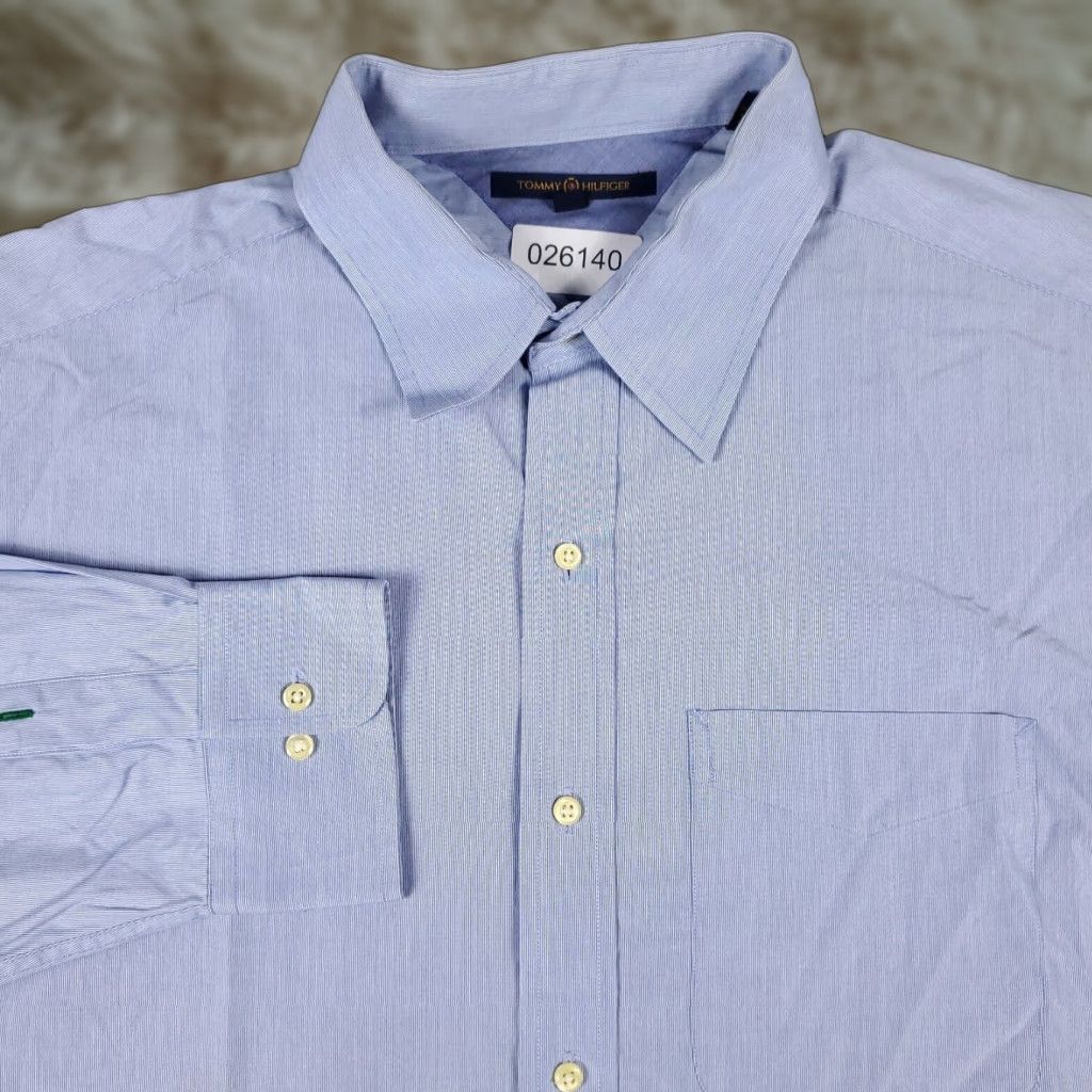 Tommy Hilfiger Tommy Hilfiger Shirt XL Blue Button-Up Long Sleeve Cotton Collared Classic Preppy Mens Size US XL / EU 56 / 4 - 1 Thumbnail
