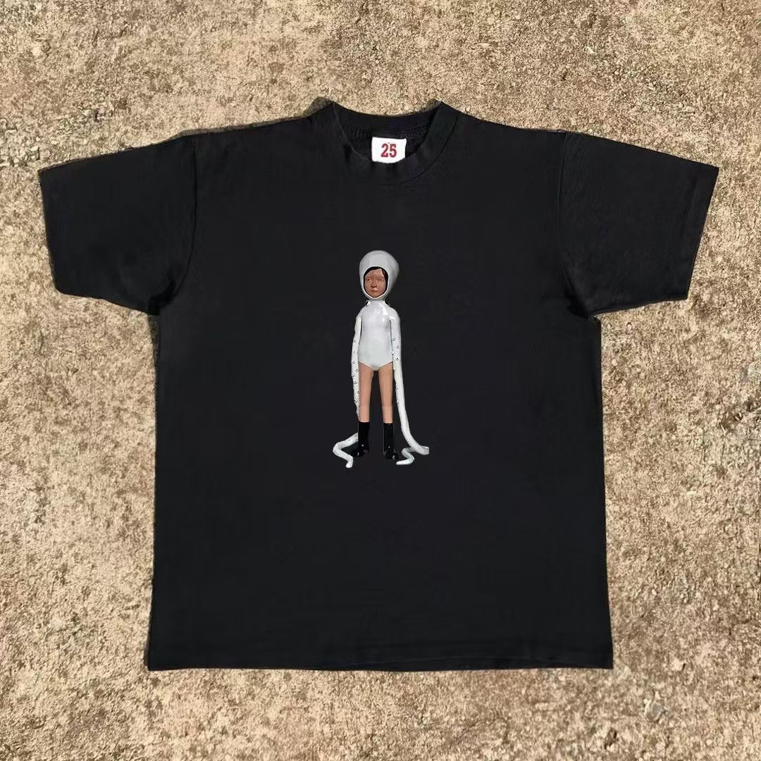 Vintage Black street washed retro fun boy print t-shirt Size US M / EU 48-50 / 2 - 1 Thumbnail