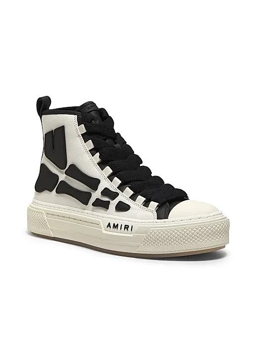 Amiri os11x0326 Skel Court High-Top Sneakers in Black/White Size US 10 / EU 43 - 2 Thumbnail