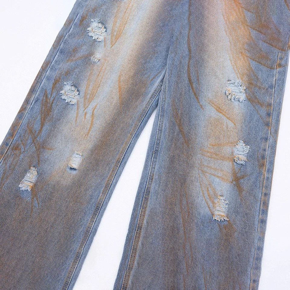 Japanese Brand × Vintage Vintage Hip Hop Ripped Jeans Men Distressed Print Denim Pant Size US 27 - 6 Thumbnail