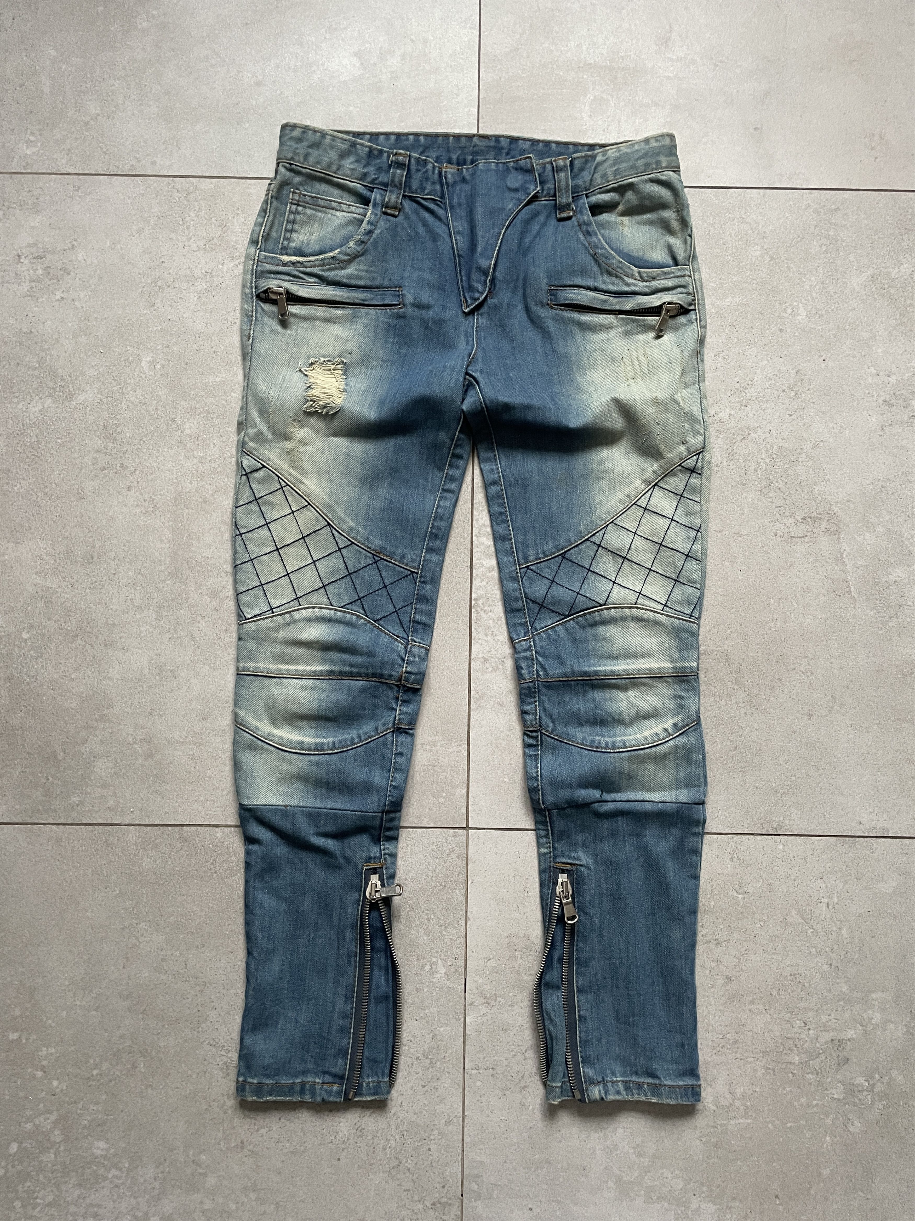 Balmain BALMAIN TYPE DIRT WASHED BIKER SLIM FIT SKINNY JEANS Size US 30 / EU 46 - 1 Thumbnail