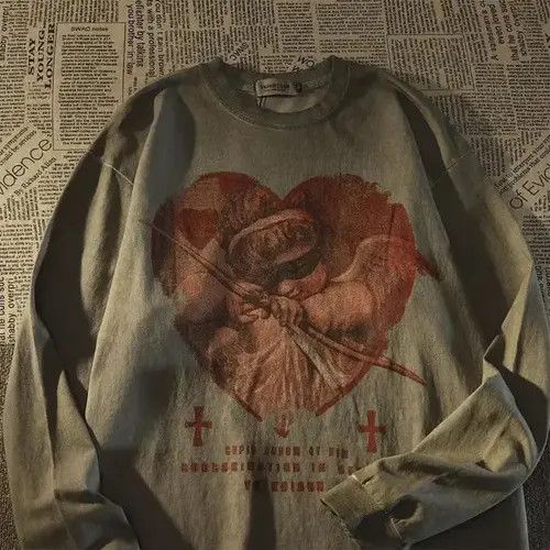 Designer × Japanese Brand T-shirt Love Cupid American loose couples all-match trend Size US L / EU 52-54 / 3 - 1 Thumbnail