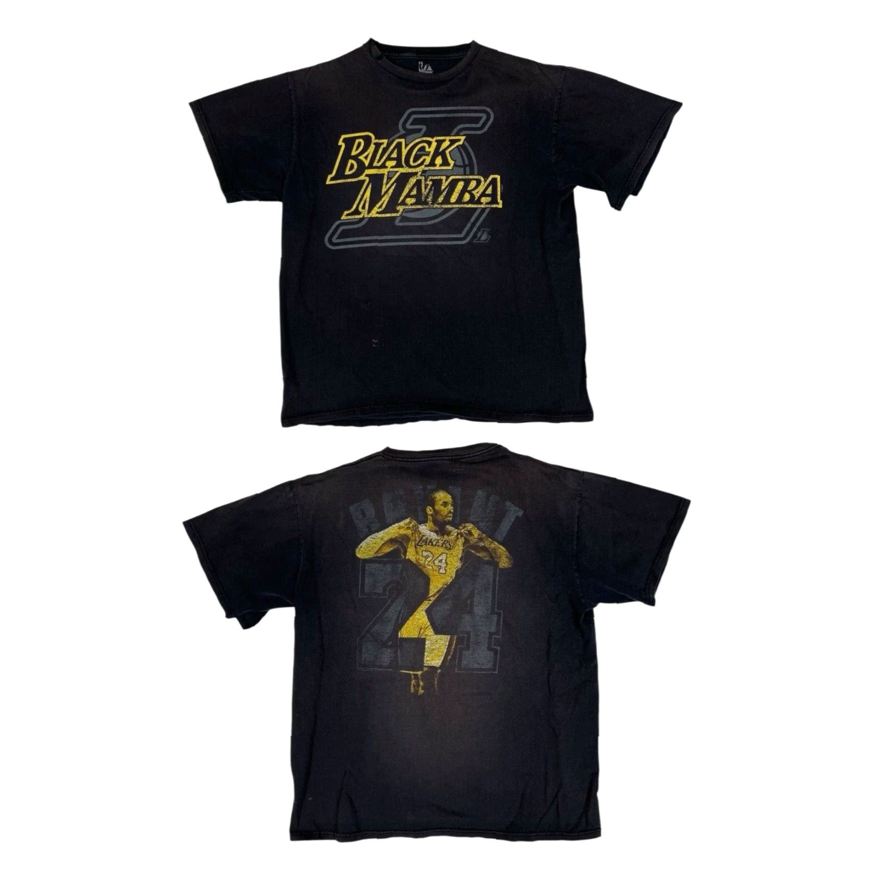 Vintage VINTAGE Kobe Bryant T-Shirt Black Mamba Faded Distressed Lakers Y2K Majestic Men T-Shirt Regular Size L Black Sports 90s California Mens Size US L / EU 52-54 / 3 - 2 Thumbnail