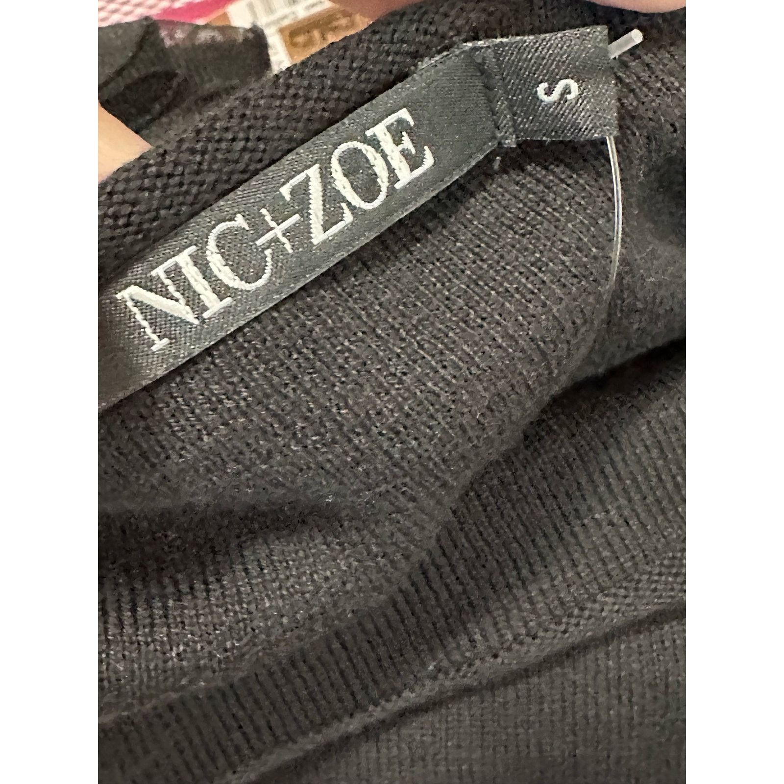 NIC+ZOE Nic+Zoe Black Flash Of Lace Boat Neck Sweater size small Size S / US 4 / IT 40 - 3 Thumbnail