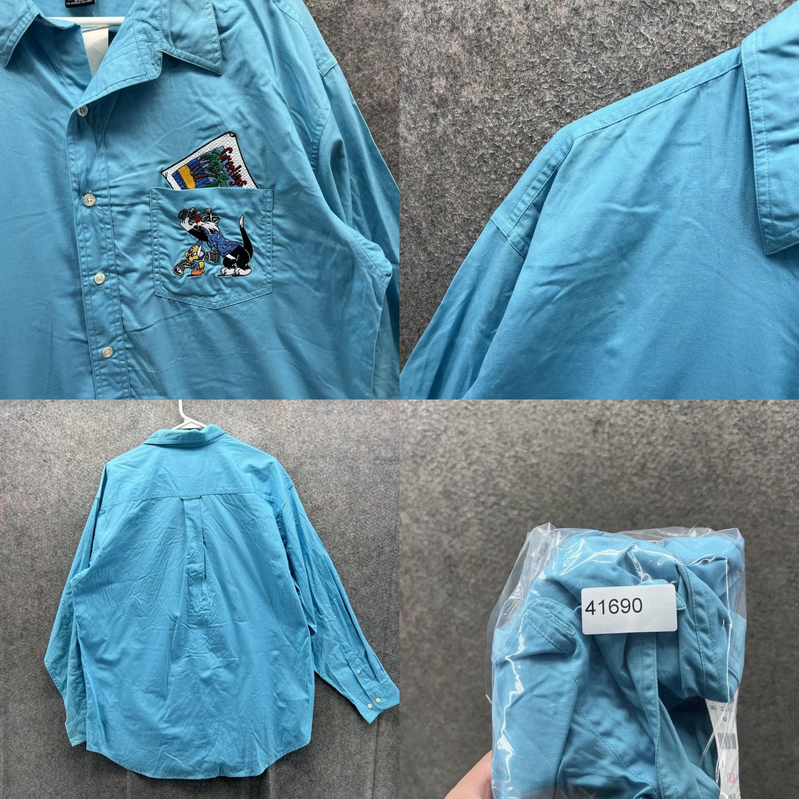 Vintage VINTAGE Warner Bros. Studio Store Sylvester Looney Tunes Shirt Mens L Blue Button-Up Size US L / EU 52-54 / 3 - 8 Thumbnail