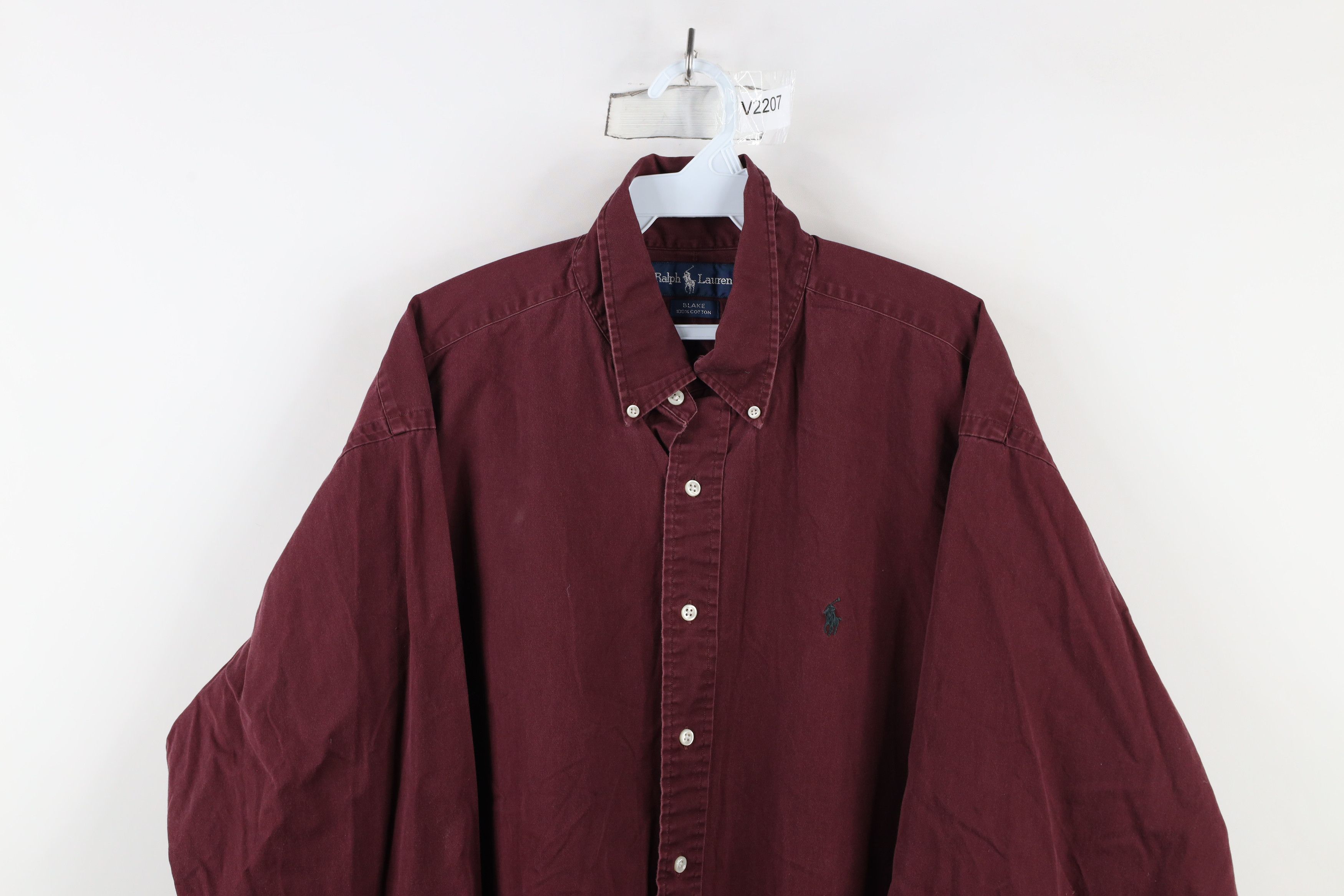 Polo Ralph Lauren Vintage 90s Ralph Lauren Collared Button Down Shirt Burgundy Size US XL / EU 56 / 4 - 2 Thumbnail