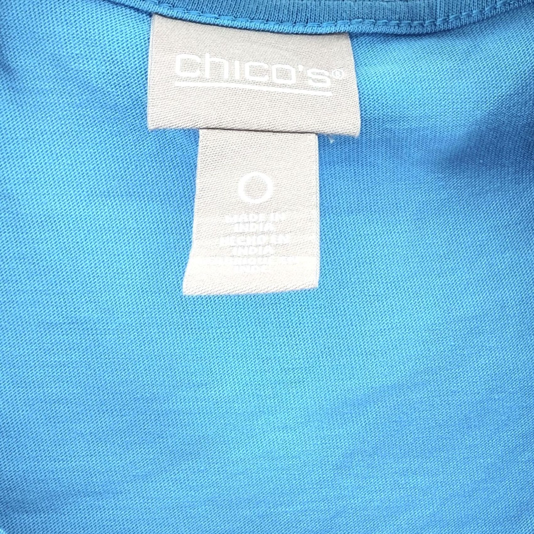 Vintage VINTAGE Chicos Shirt Small Blue Scallop Hem Embroidered Cotton Top Size XS / US 0-2 / IT 36-38 - 3 Thumbnail