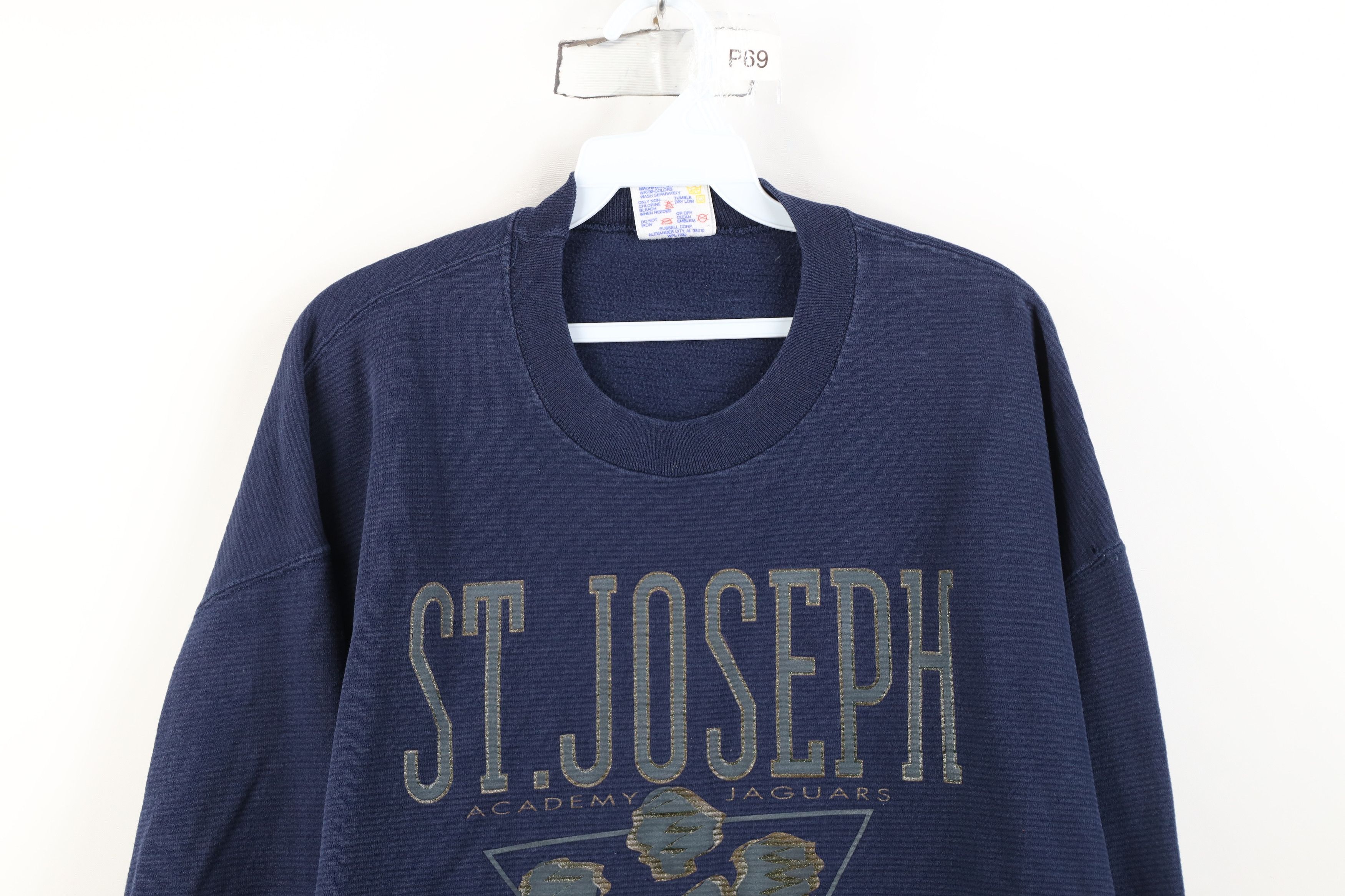 Vintage Vintage 90s Knit St Joseph Crewneck Sweatshirt Blue USA Size US XL / EU 56 / 4 - 2 Thumbnail