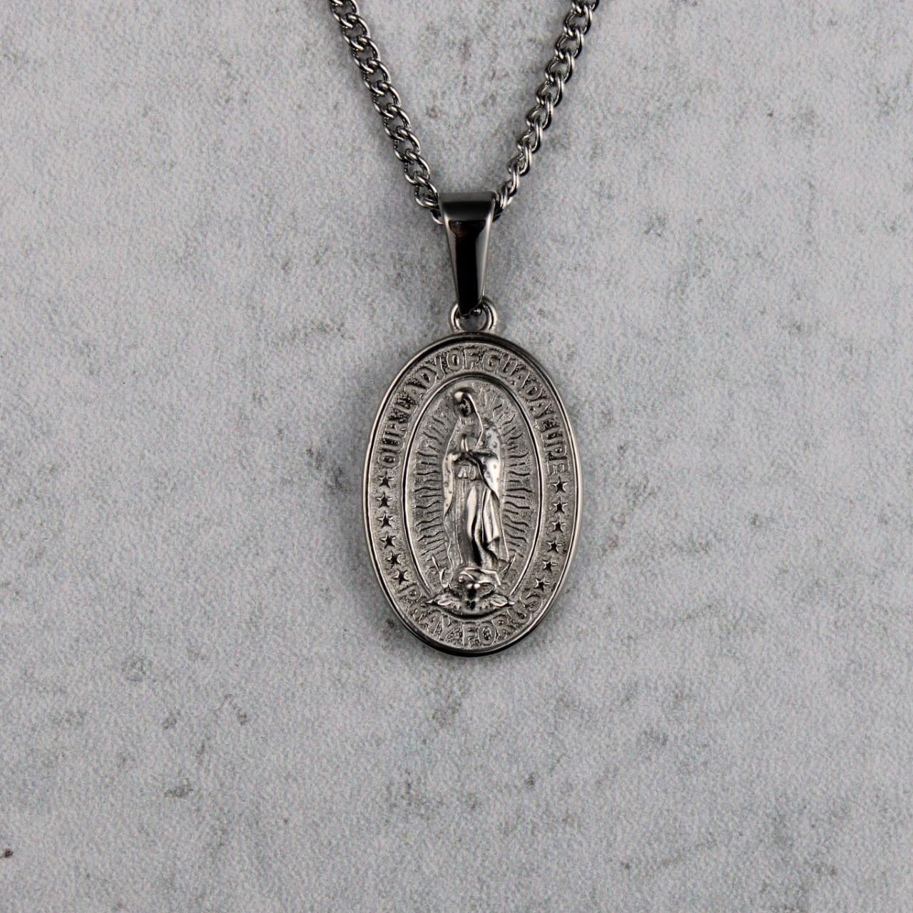 Jewelry Silver Lady of Guadalupe Pendant Chain Necklace Size ONE SIZE - 1 Thumbnail