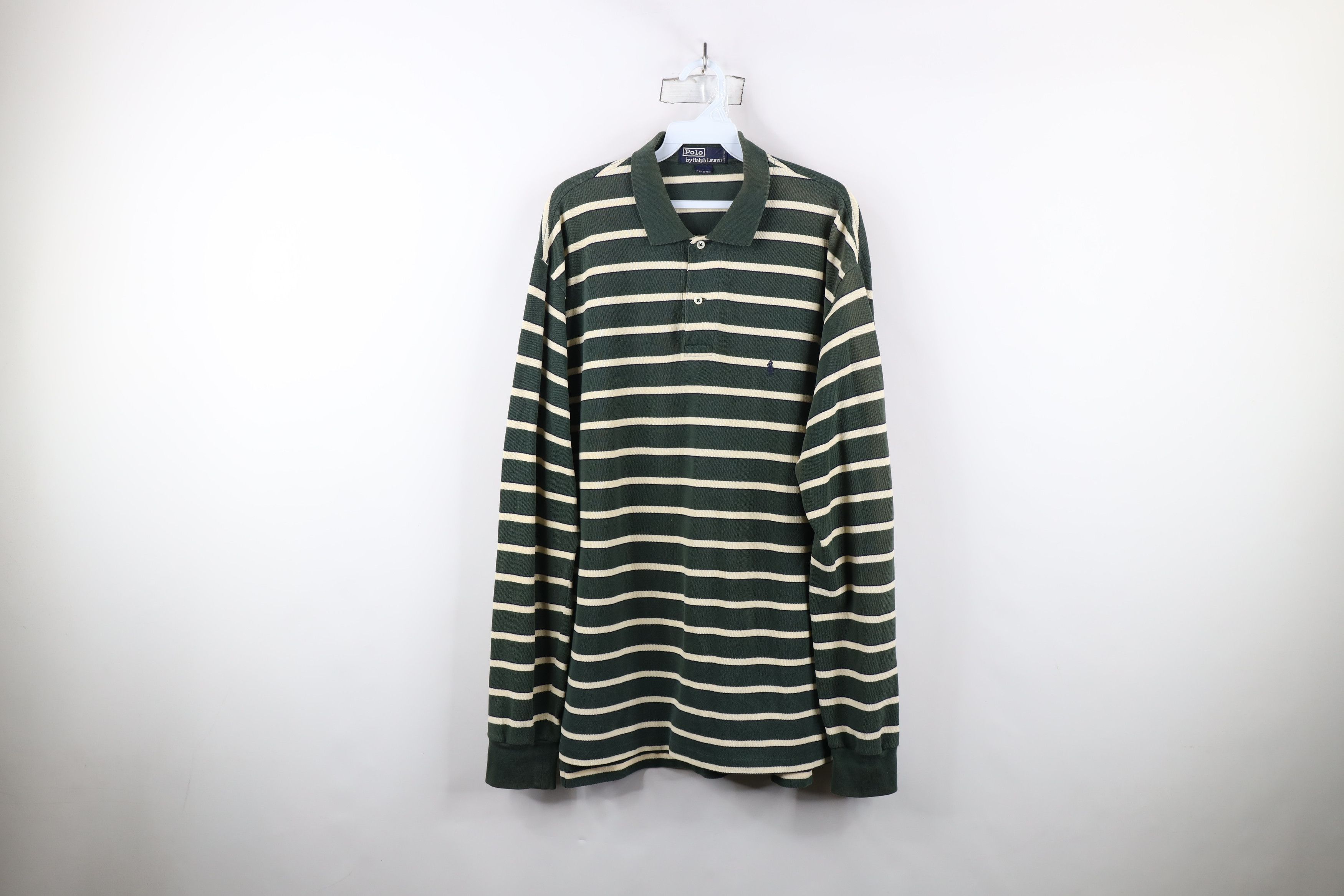 Ralph Lauren × Vintage Vintage 90s Ralph Lauren Striped Long Sleeve Rugby Polo Size US L / EU 52-54 / 3 - 1 Thumbnail