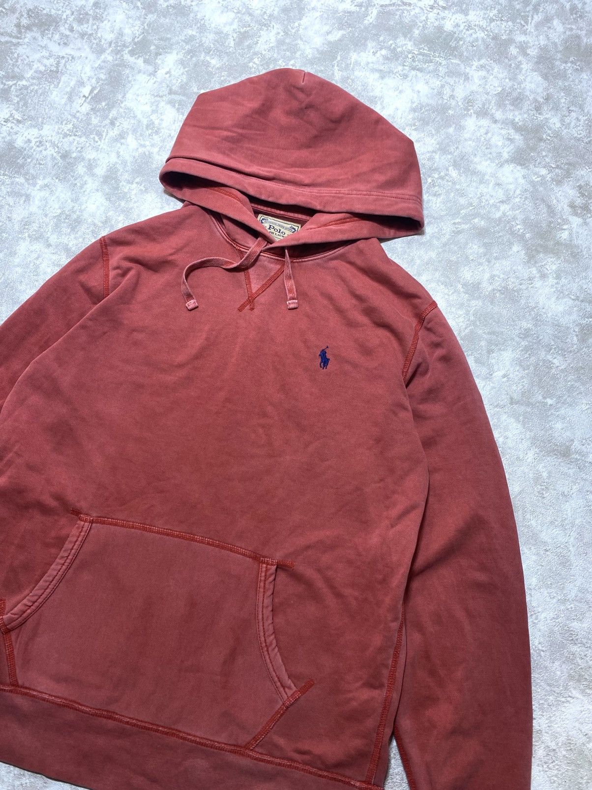 Polo Ralph Lauren Polo Ralph Lauren Washed Salmon Red Hoodie Faded Vintage Size US M / EU 48-50 / 2 - 2 Thumbnail