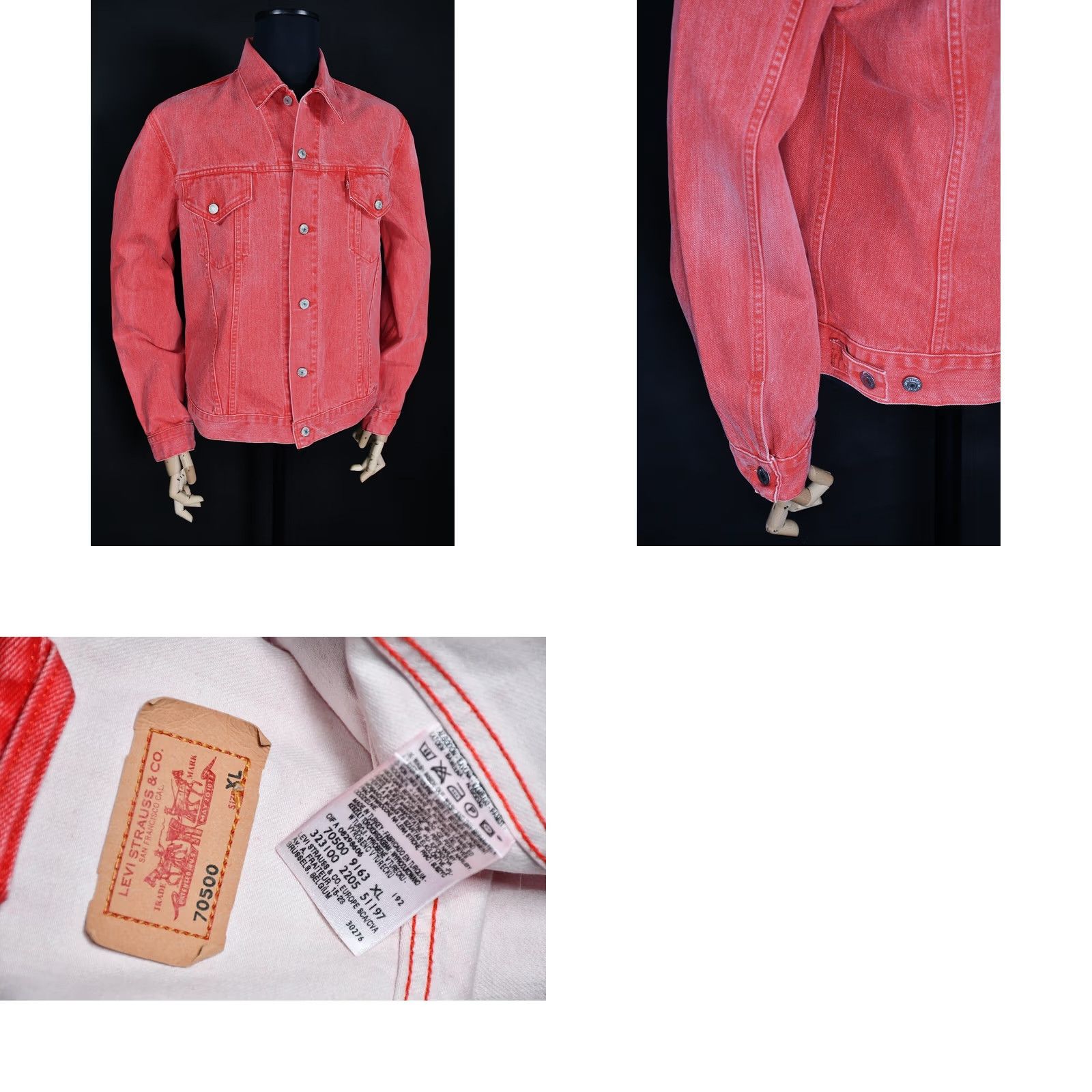 Levi's Levi's Trucker Jacket Denim Cotton 70500 9163 Washed Red XL Men’s Retro Casual Jacket XL Red Mens Leather? Size US XL / EU 56 / 4 - 8 Thumbnail