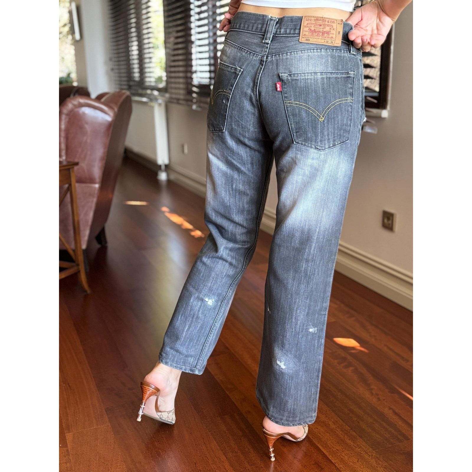 Levi's Levi's 501 Gray Jeans W32 L34 USA Made Distressed Rare 90s Size US 32 / EU 48 - 2 Thumbnail