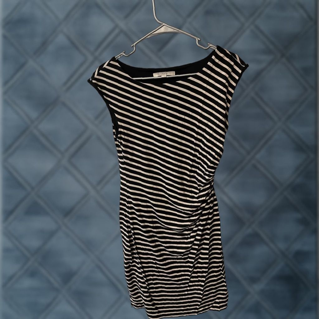 Ann Taylor Ann Taylor LOFT Dress Womens Medium Black White Stripe Sleeveless Ruched Side Size M / US 6-8 / IT 42-44 - 1 Thumbnail