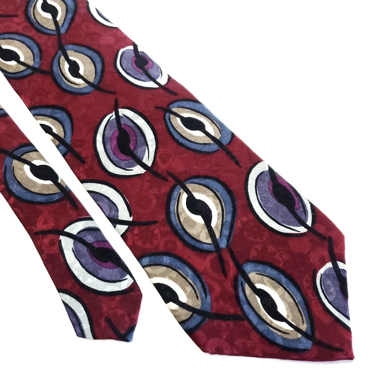 Designer Mulberry Ziggurat Abstract Maroon Red Jacquard Short Print S Size ONE SIZE - 1 Thumbnail