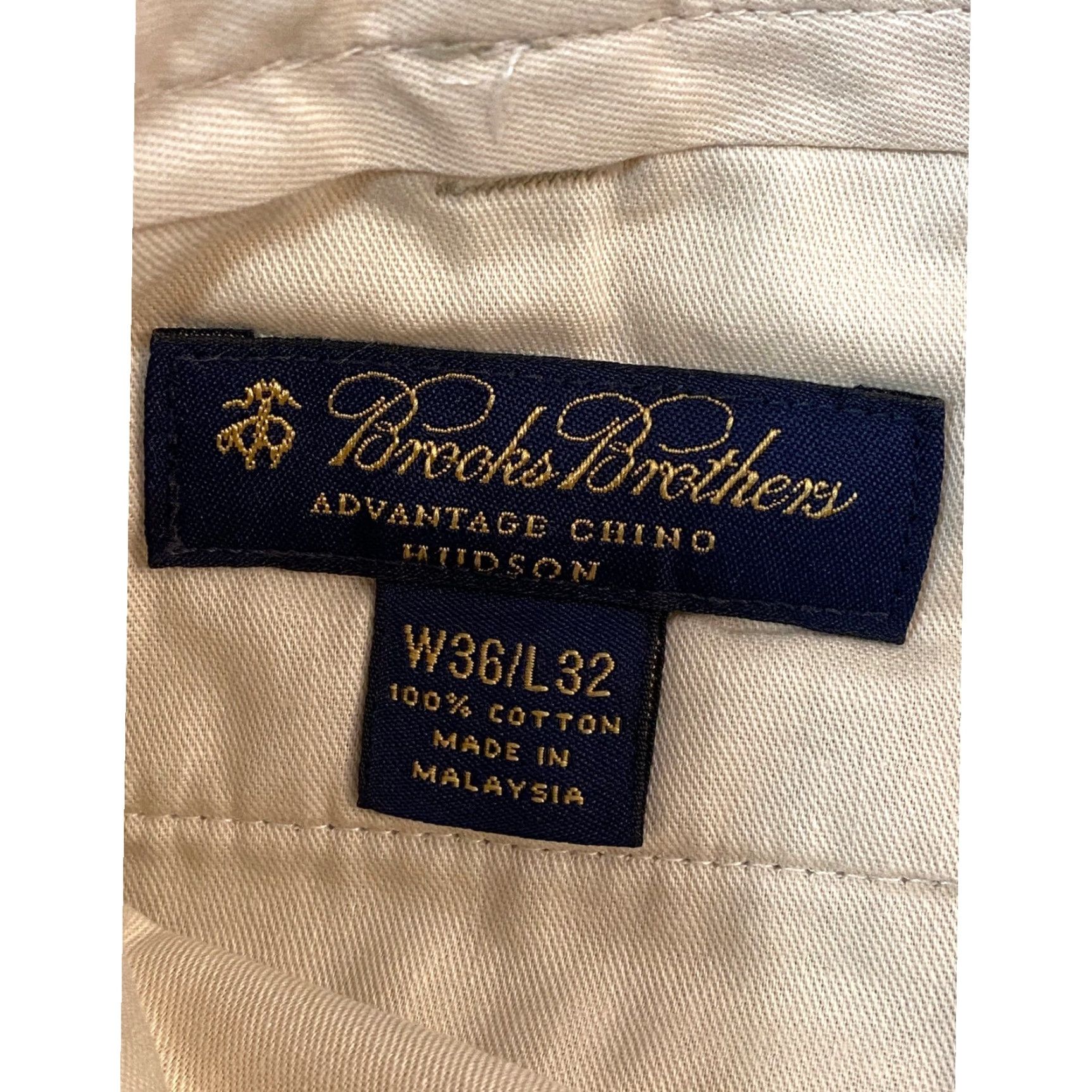 Brooks Brothers Brooks Brothers Advantage Chino Hudson Pants Mens 36x32 Khaki Flat Front Cotton Classic Fit Size US 36 / EU 52 - 6 Thumbnail