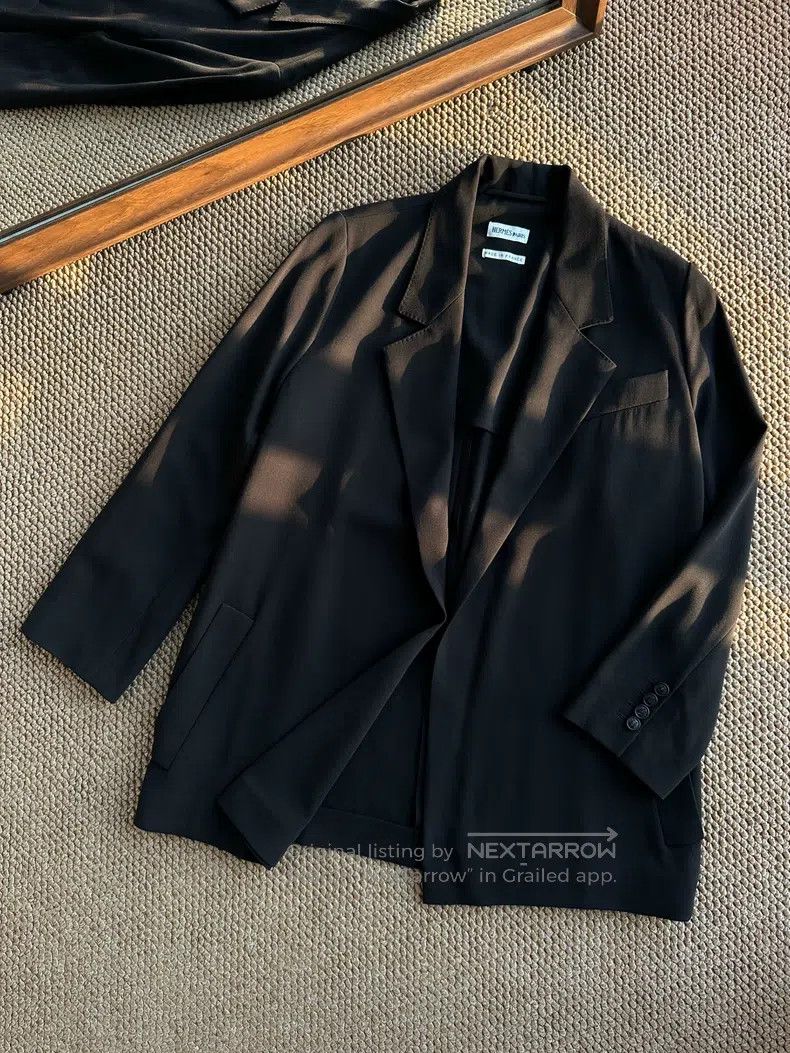Hermes Hermes Raw wool casual regular shoulder blazer, black Size XS / US 0-2 / IT 36-38 - 1 Thumbnail
