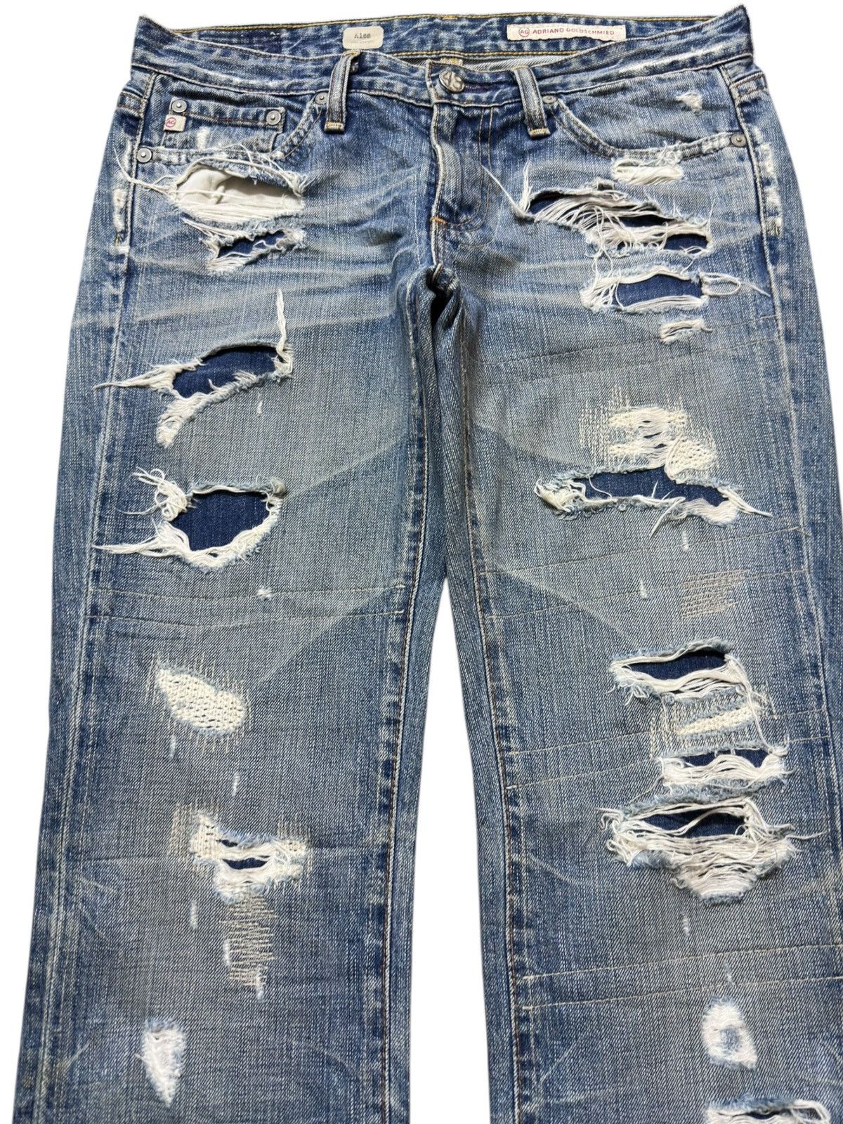Vintage Adriano Goldschmied Ripped Grunge Distressed Denim