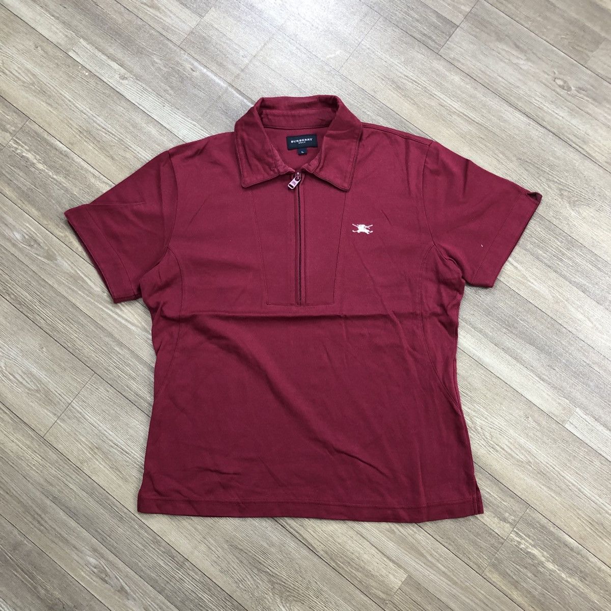 Vintage Burberry Golf Half Zip Maroon Polo Shirt Women