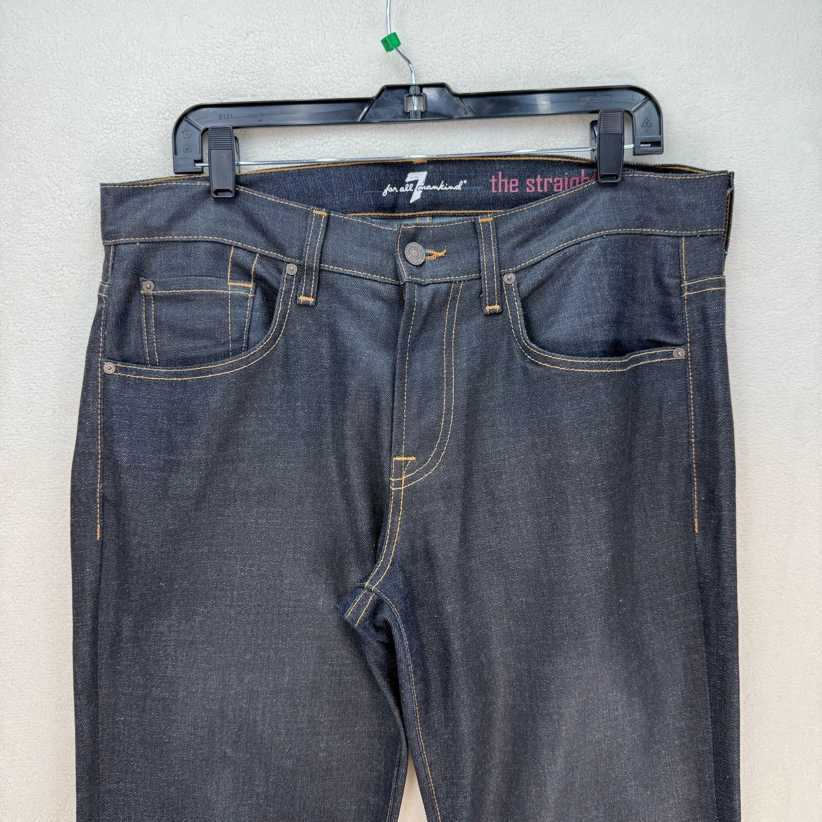 7 For All Mankind 7 FOR ALLMANKIND MEN'S 33 MADE IN USA DARK BLUE WAXED STR Size US 33 - 2 Thumbnail