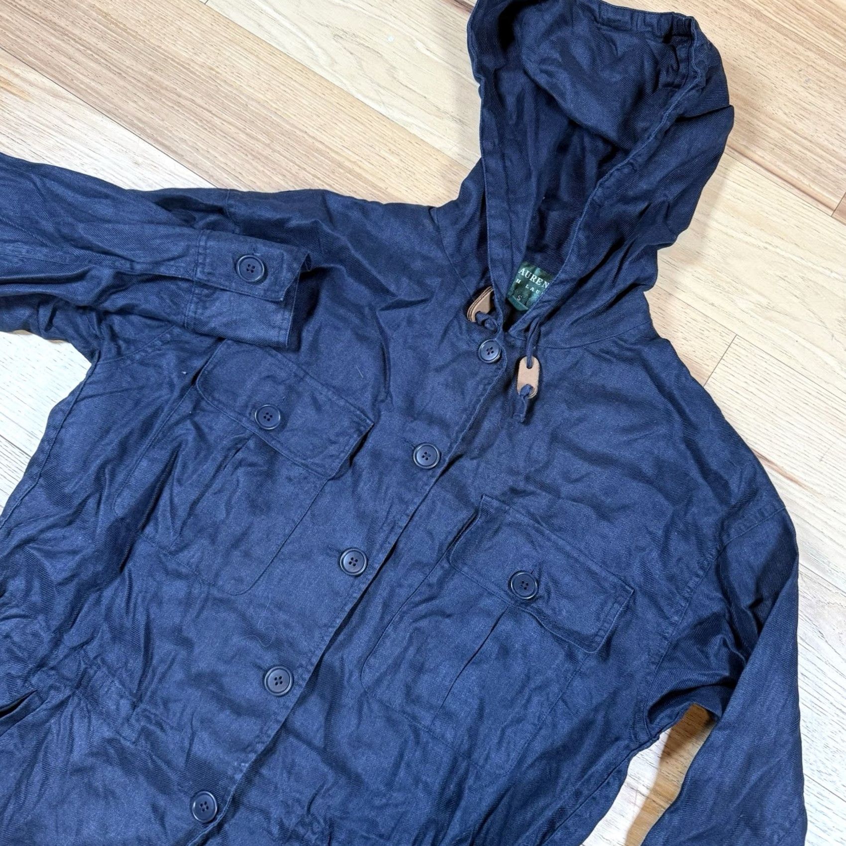 Ralph Lauren VINTAGE Ralph Lauren Linen Utility Jacket Hooded Navy Womens S Small Blue Linen Utility Jacket Hooded Womens S Small Blue Ralph Lauren Size S / US 4 / IT 40 - 2 Thumbnail