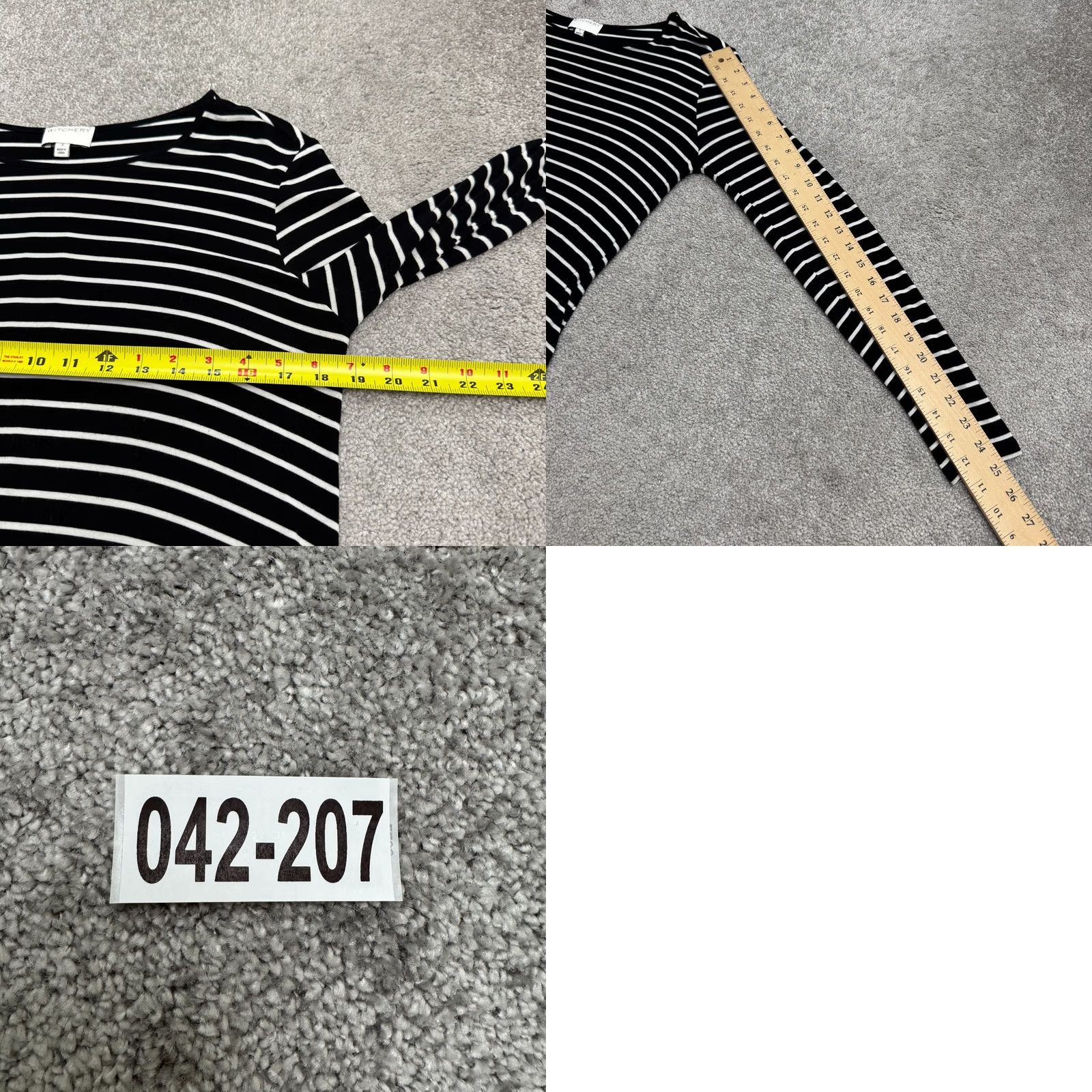 Vintage Witchery Striped Shift Dress Womens Small Black White Long Sleeve Hi-Low Sheer Knit Spandex Viscose Round Neck Regular Length Casual Womens Size S / US 4 / IT 40 - 9 Thumbnail
