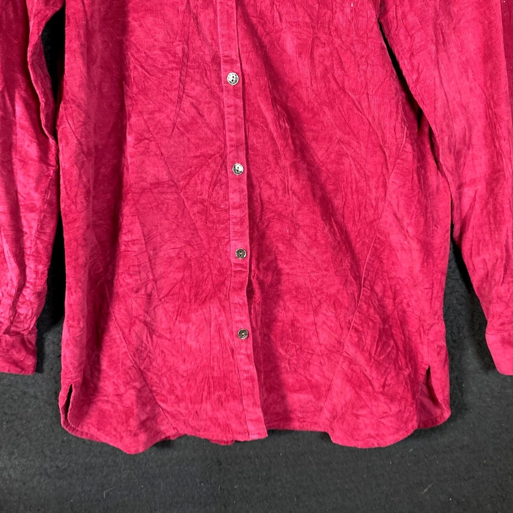 J. Jill J. Jill Shirt Red Maroon Corduroy Collared Button-Up 100% Cotton XS Womens Size XS / US 0-2 / IT 36-38 - 3 Thumbnail
