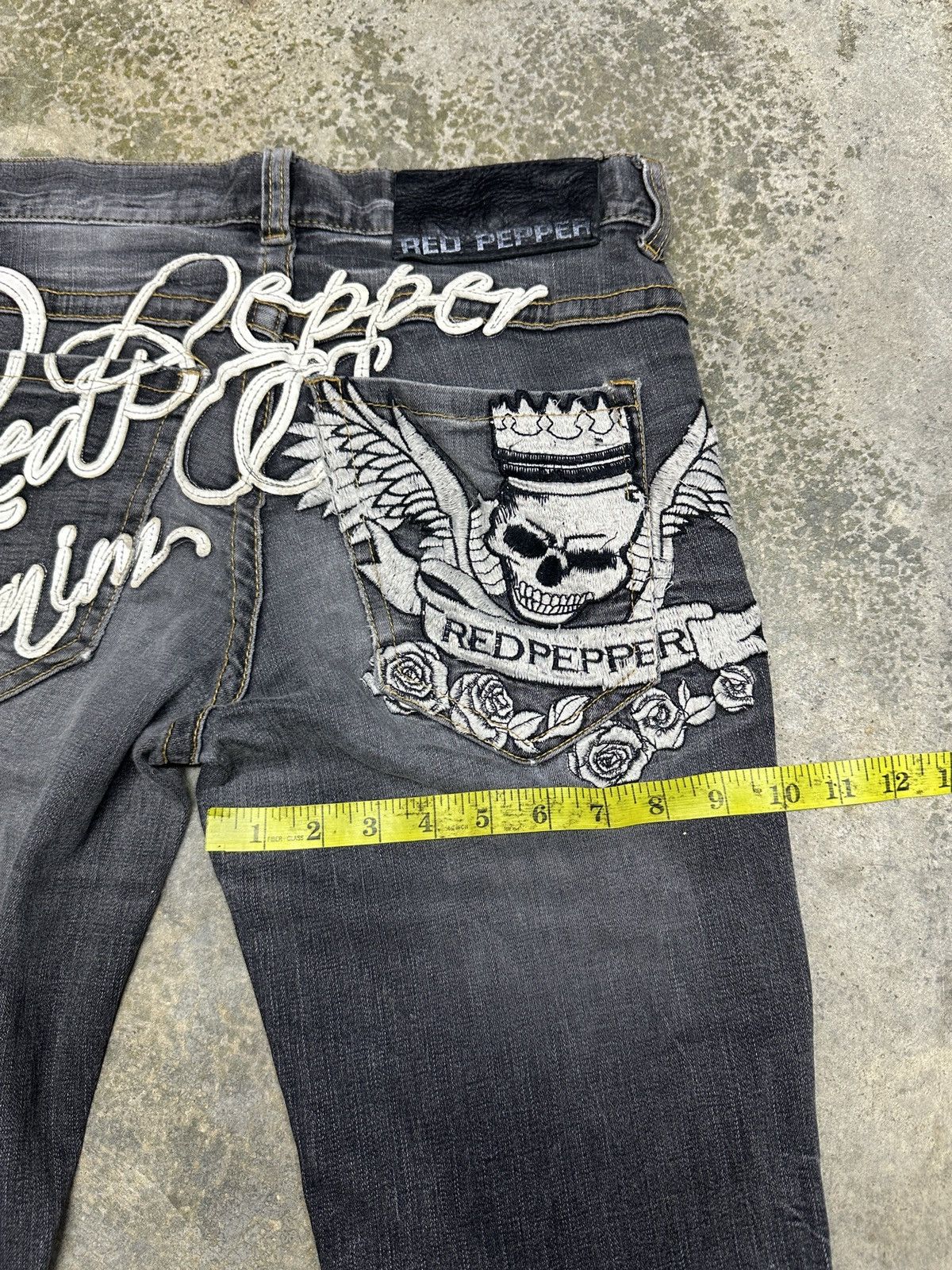Ed Hardy × Japanese Brand Red Pepper distressed Denim Rare Design Size US 31 - 19 Thumbnail