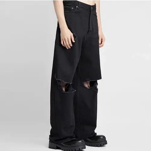 Japanese Brand Y2K Washed Distressed Hole Baggy Jeans Size US 30 / EU 46 - 2 Thumbnail