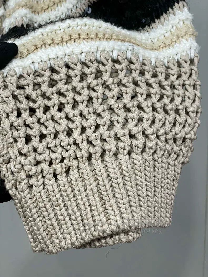 Brunello Cucinelli Brunello Cucinelli Glitter Patchwork Openwork Knit Sweater Size M / US 6-8 / IT 42-44 - 4 Thumbnail