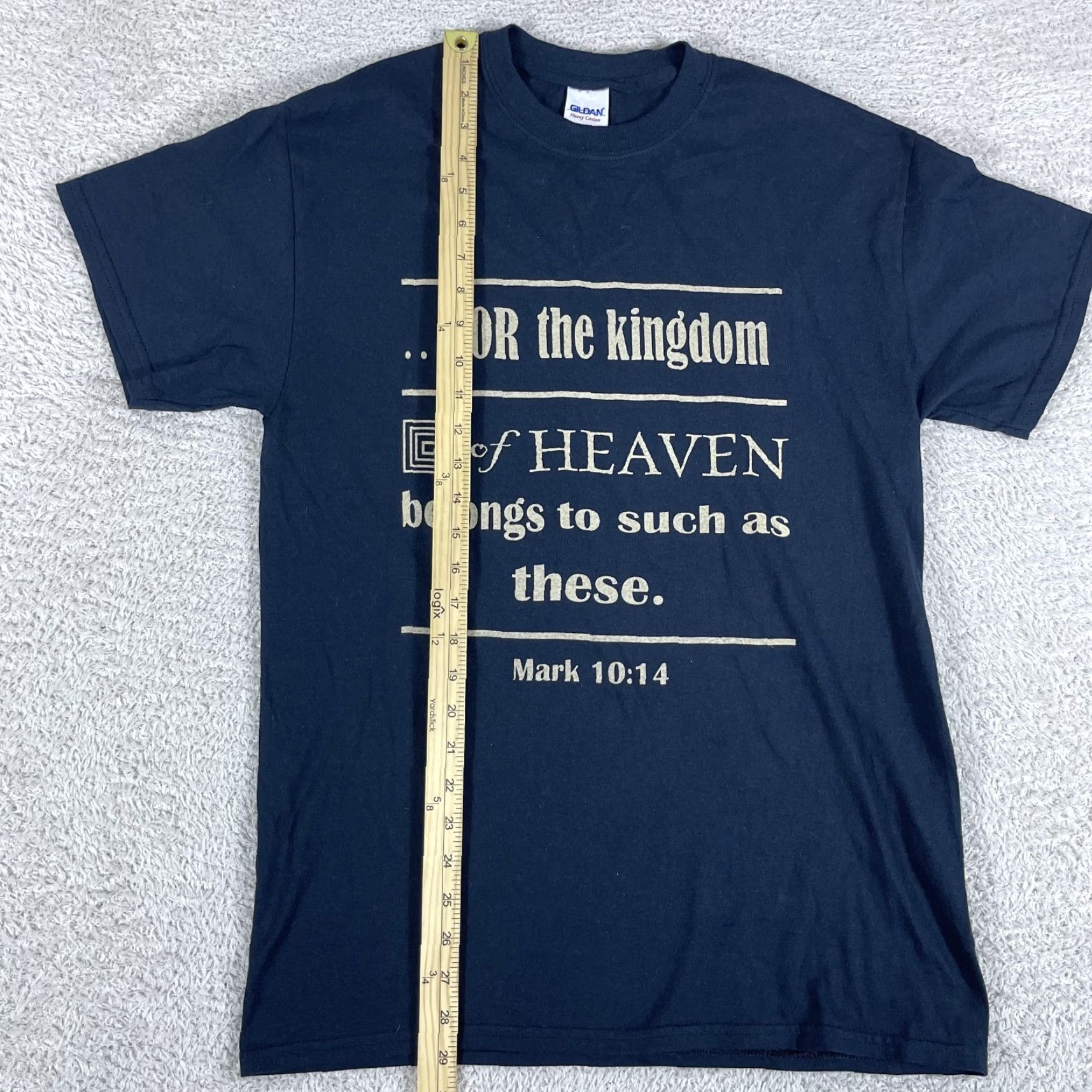 Gildan VINTAGE Jesus Christianity T-Shirt Mens Medium Black Kingdom Heaven Mark 10:14 Shirt M Black Mens T-Shirt Size US M / EU 48-50 / 2 - 7 Thumbnail