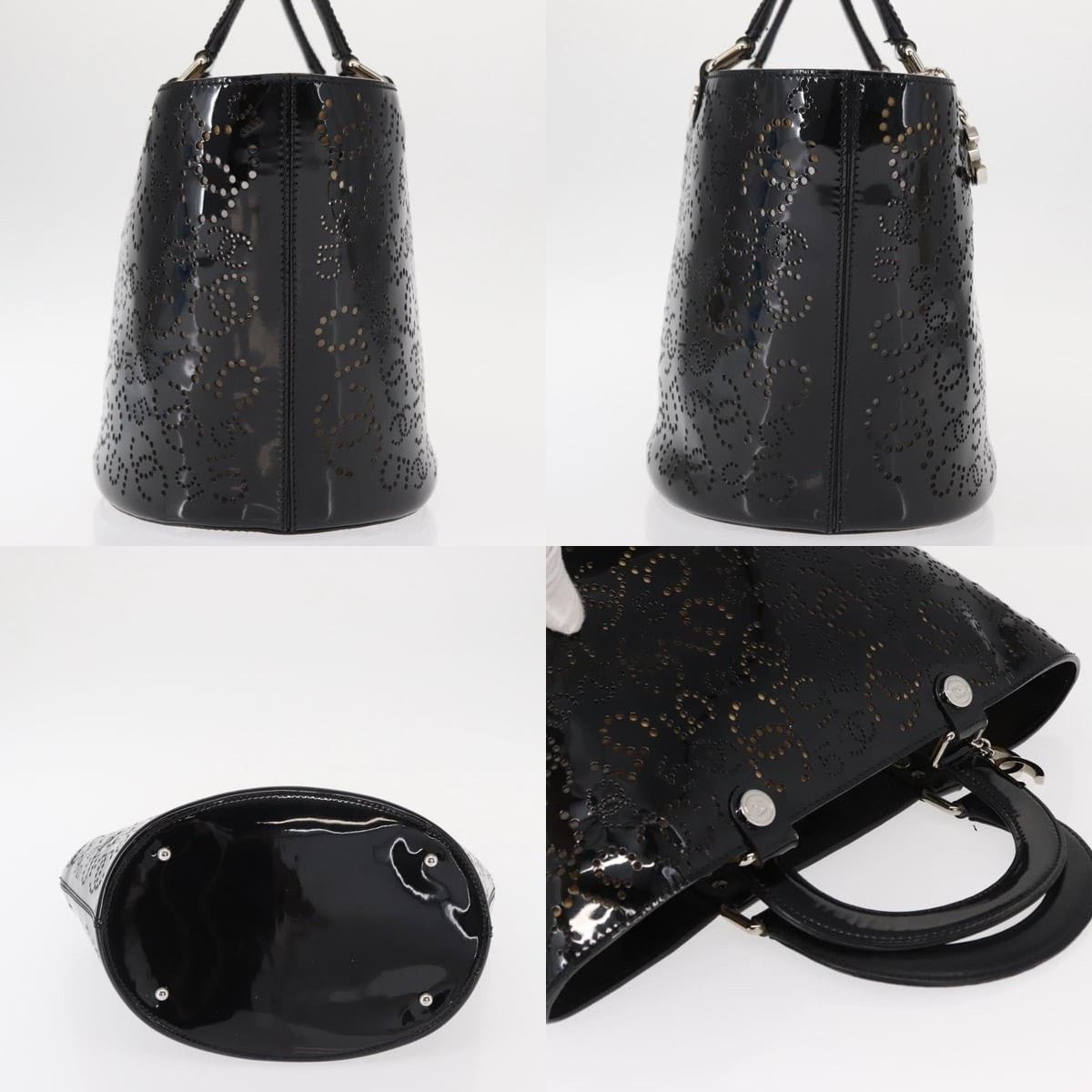 Chanel Chanel Punching Handbag Enamel Black Silver CC Size ONE SIZE - 3 Thumbnail