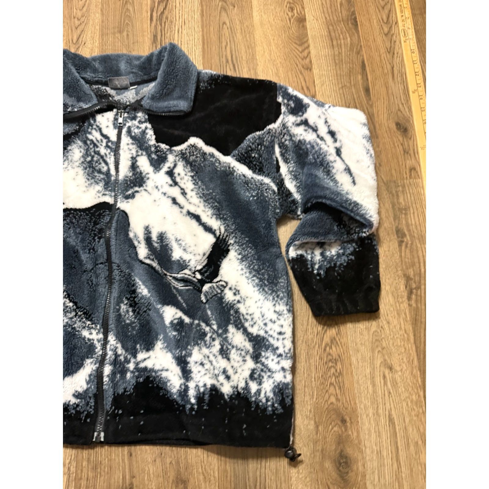 Vintage ISLE BAY Sweater Women's M Full Zip Fleece Gray Black White Size M / US 6-8 / IT 42-44 - 4 Thumbnail