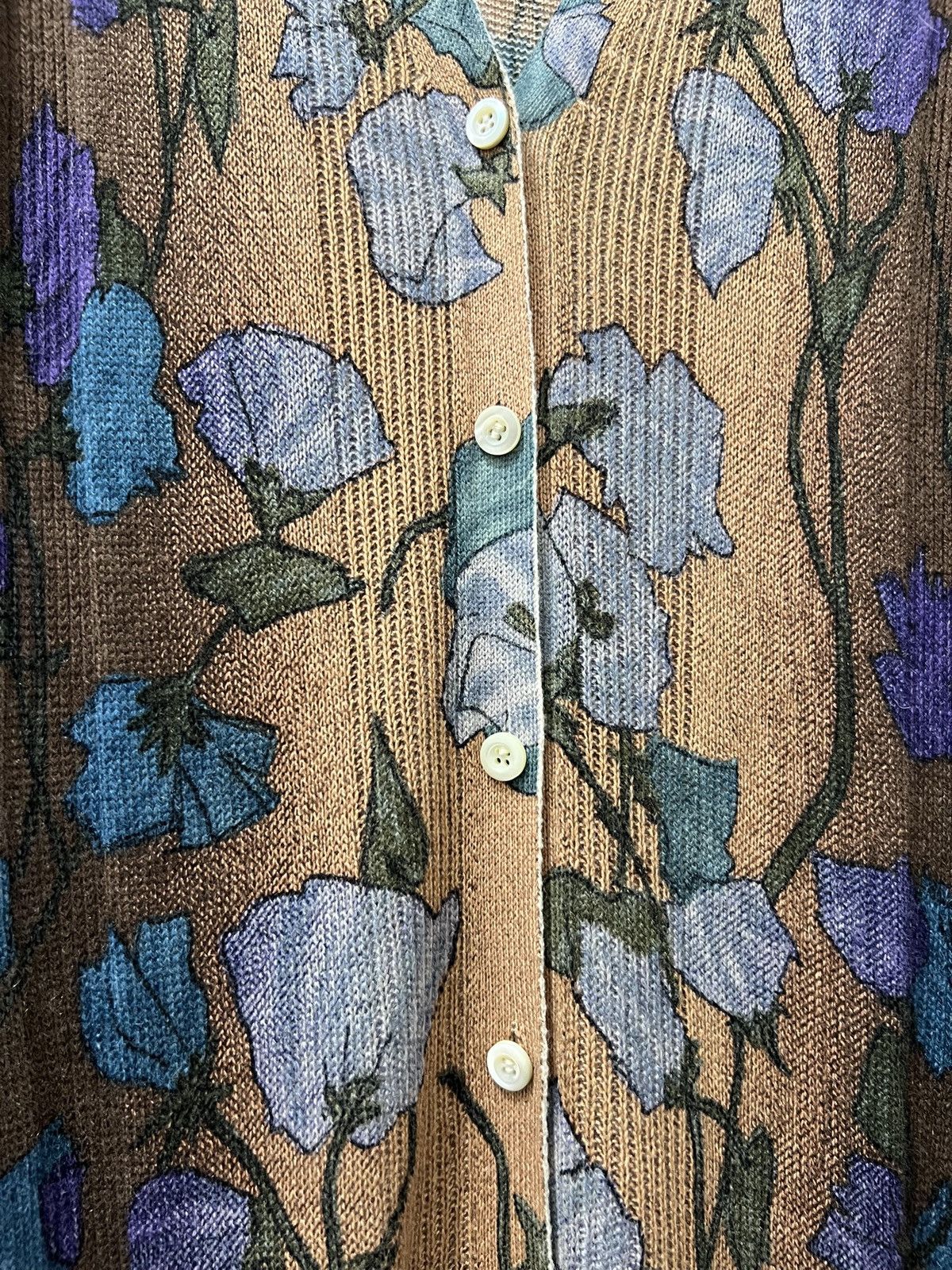 Prada Prada - 2008 Cashmere Ribbed Floral Cardigan Size S / US 4 / IT 40 - 4 Thumbnail
