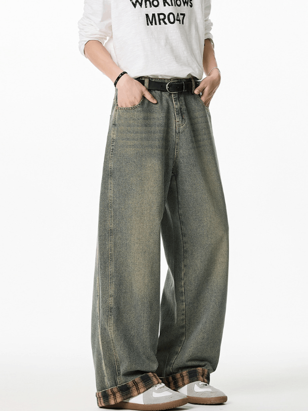 Jean Men's straight-leg patchwork vintage washed flared jeans Size US 32 / EU 48 - 4 Thumbnail