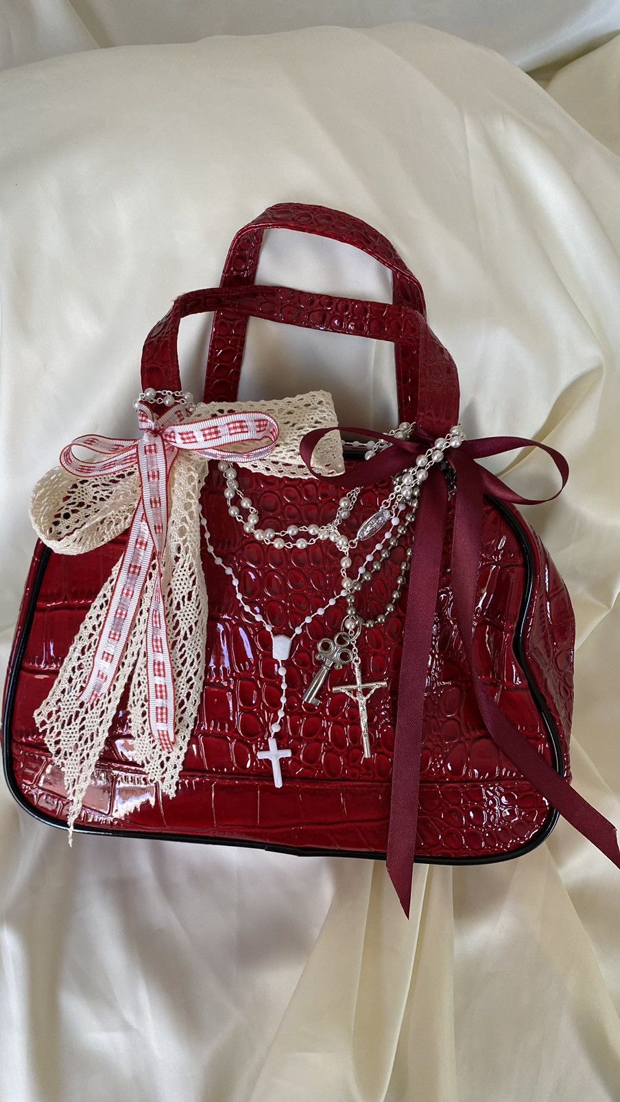 Vintage Vintage red coquette shoulder bag Size ONE SIZE - 3 Thumbnail