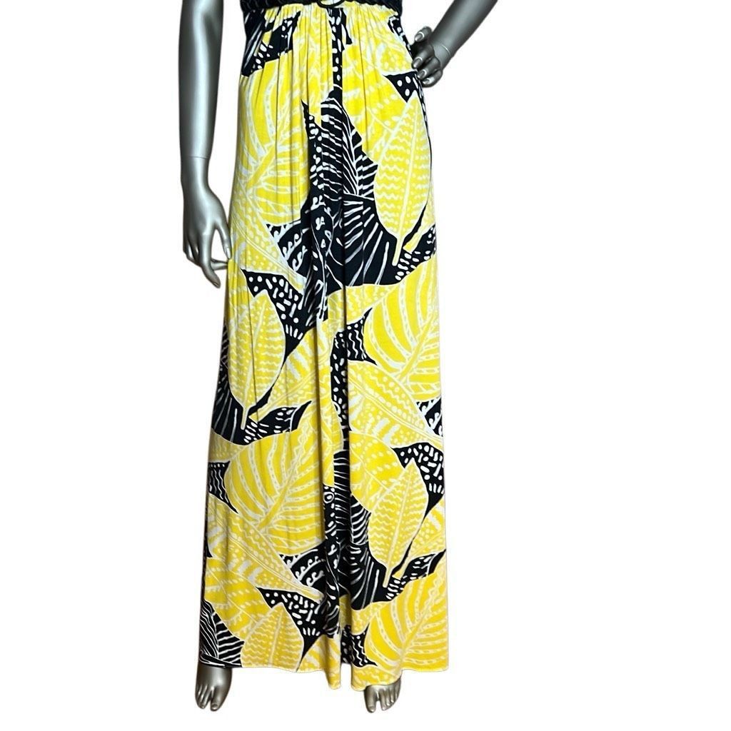 Other NWOT Sky Yellow & Black Tropical Print Maxi Dress S XS (020) Size XS / US 0-2 / IT 36-38 - 4 Thumbnail