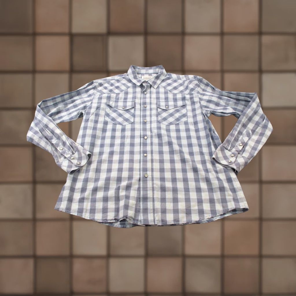 Ariat Ariat Plaid Shirt Mens XL Western Pearl Snap Rodeo Cowboy Athletic Retro Fit Size US XL / EU 56 / 4 - 1 Thumbnail