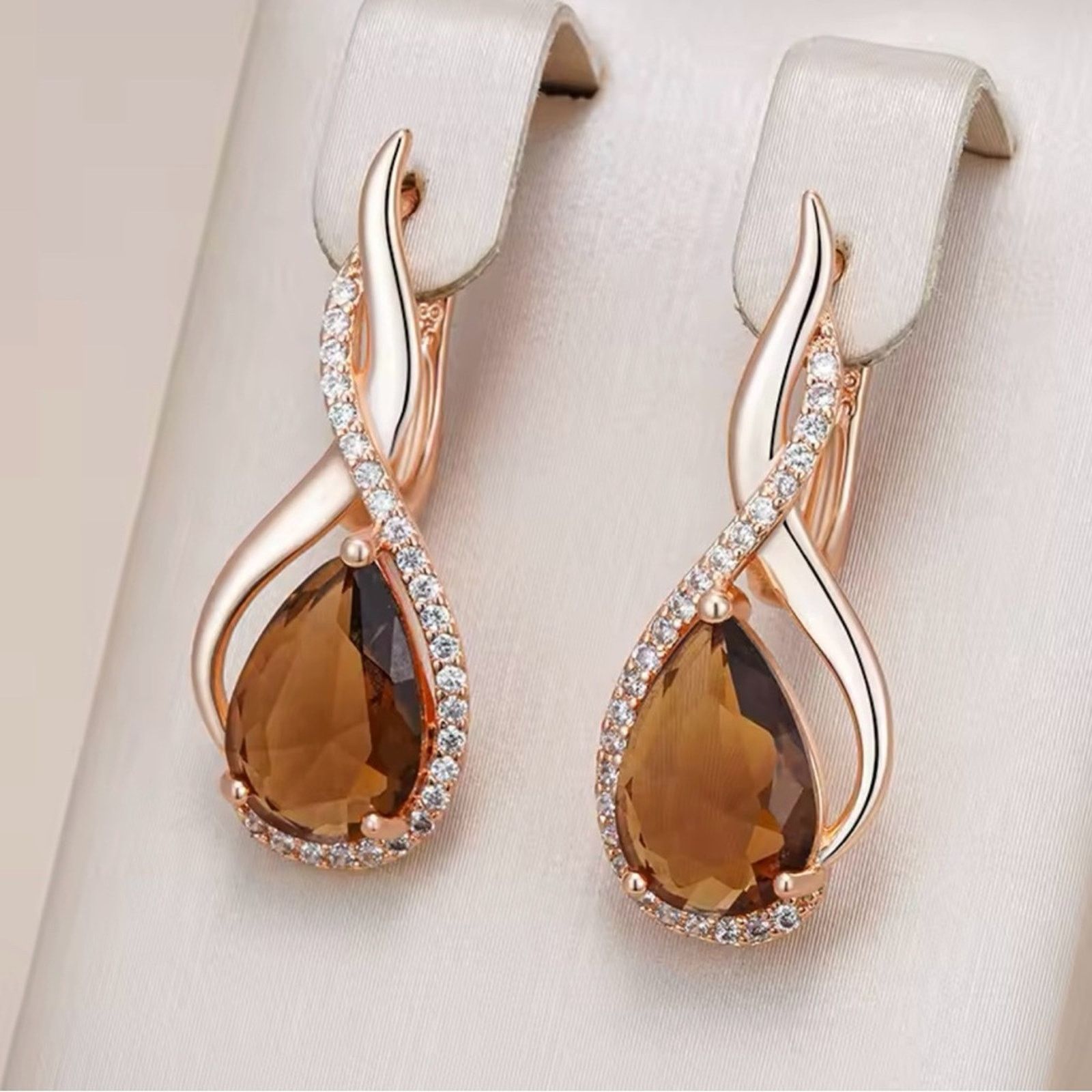Other Light Brown Natural Zircon English Earrings for Women Size ONE SIZE - 1 Thumbnail
