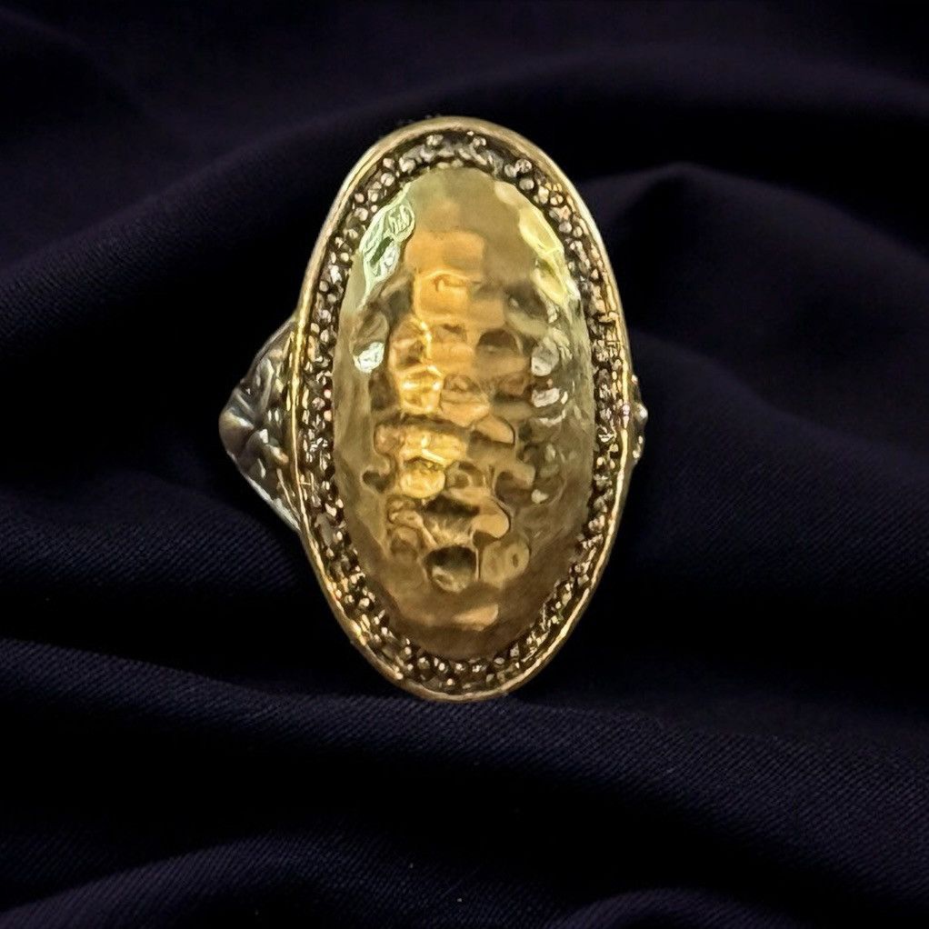Other Large two tone hammered oval filigree ring Size ONE SIZE - 2 Thumbnail